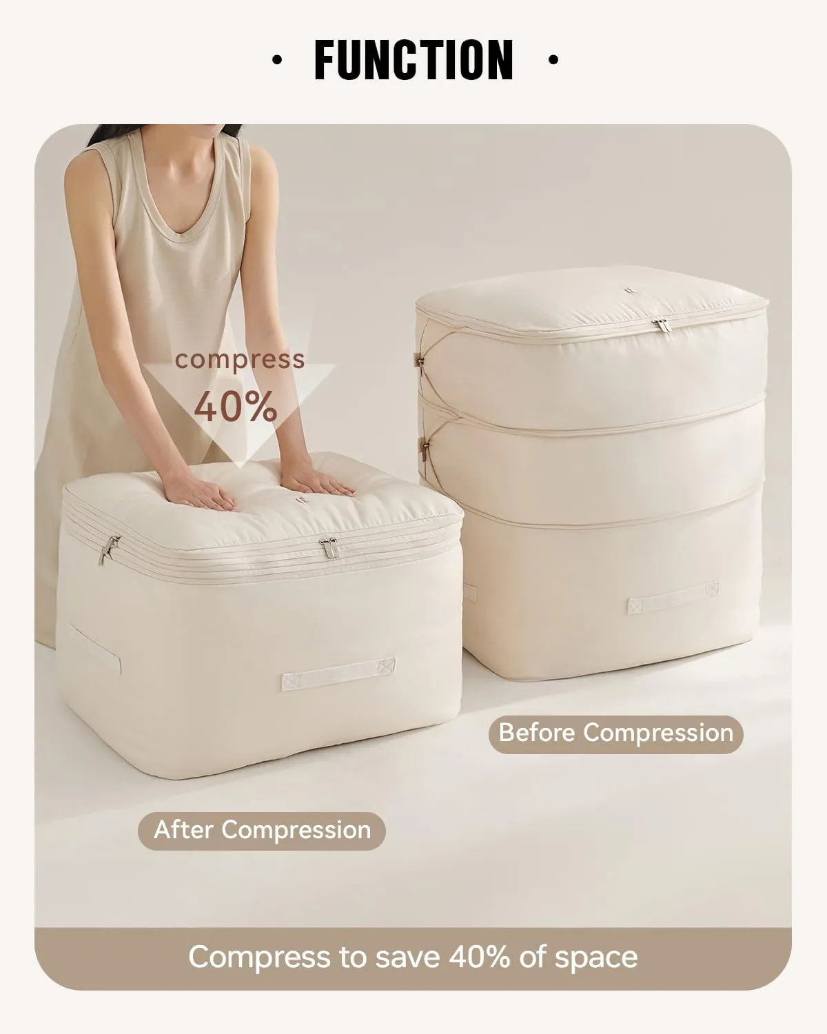 EACHY 3-Pack Comforter Storage Bag Blanket Storage Bags, Compression Bags for Blanket Comforter, Ultra Space Saving Self Compression Organizer