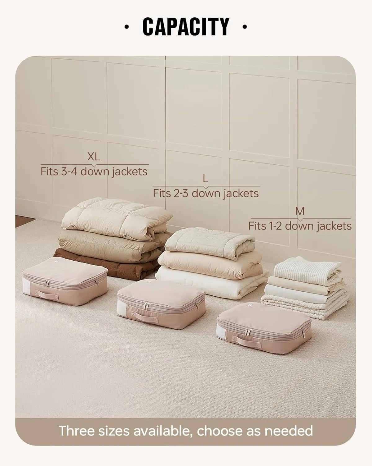 Eachy 3-Pack Travel Space Saver Bags, Clear Down Jacket Compression Bags Lightweight & Durable Travel Essentials, Perfect for Suitcase Organization & Luggage Compression (Pink, Medium)
