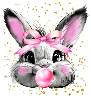 Easter Bunny Glitter Brushstroke With Bubble DTF (direct to film) Transfer