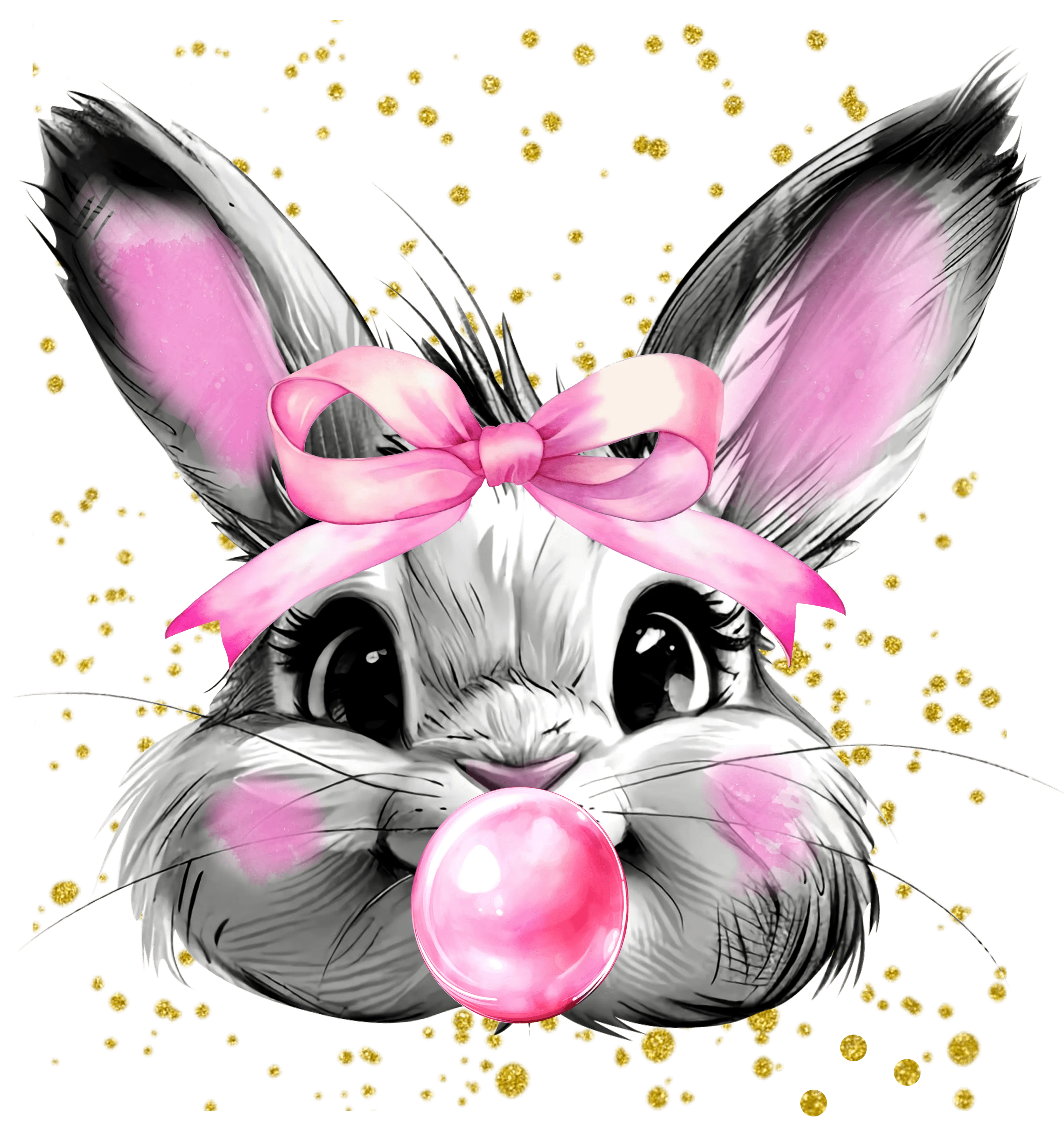 Easter Bunny Glitter Brushstroke With Bubble DTF (direct to film) Transfer