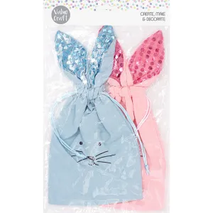 EASTER SEQUINED BUNNY TREAT BAGS 2PCS