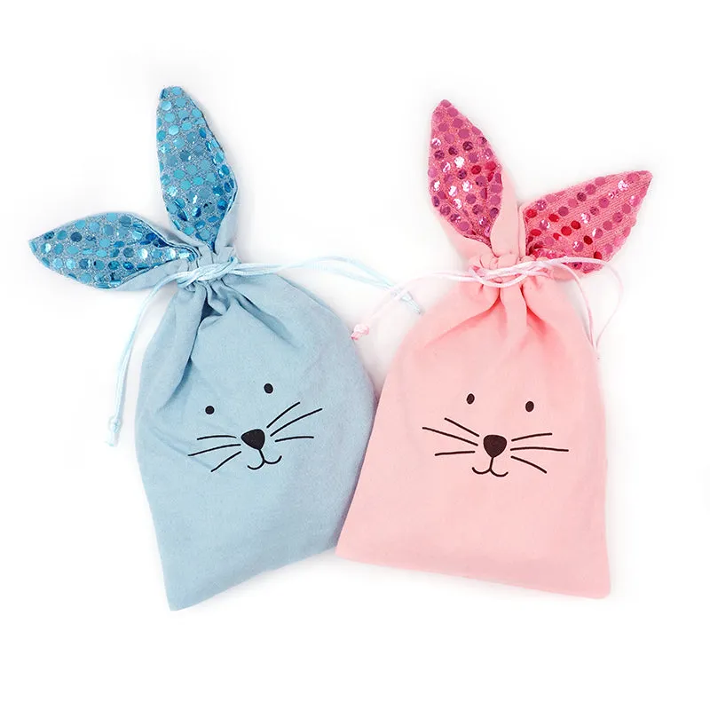 EASTER SEQUINED BUNNY TREAT BAGS 2PCS