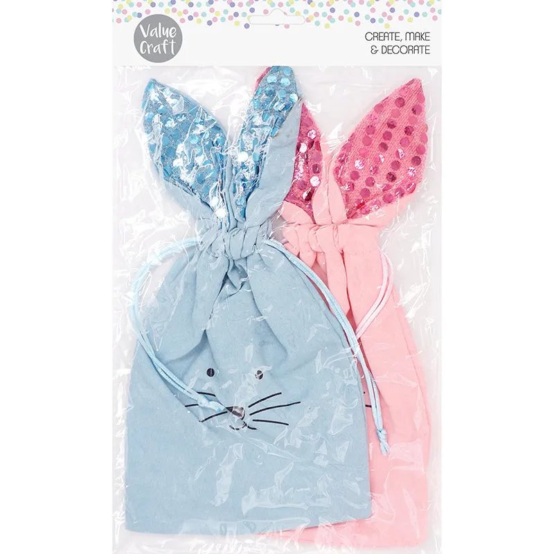 EASTER SEQUINED BUNNY TREAT BAGS 2PCS