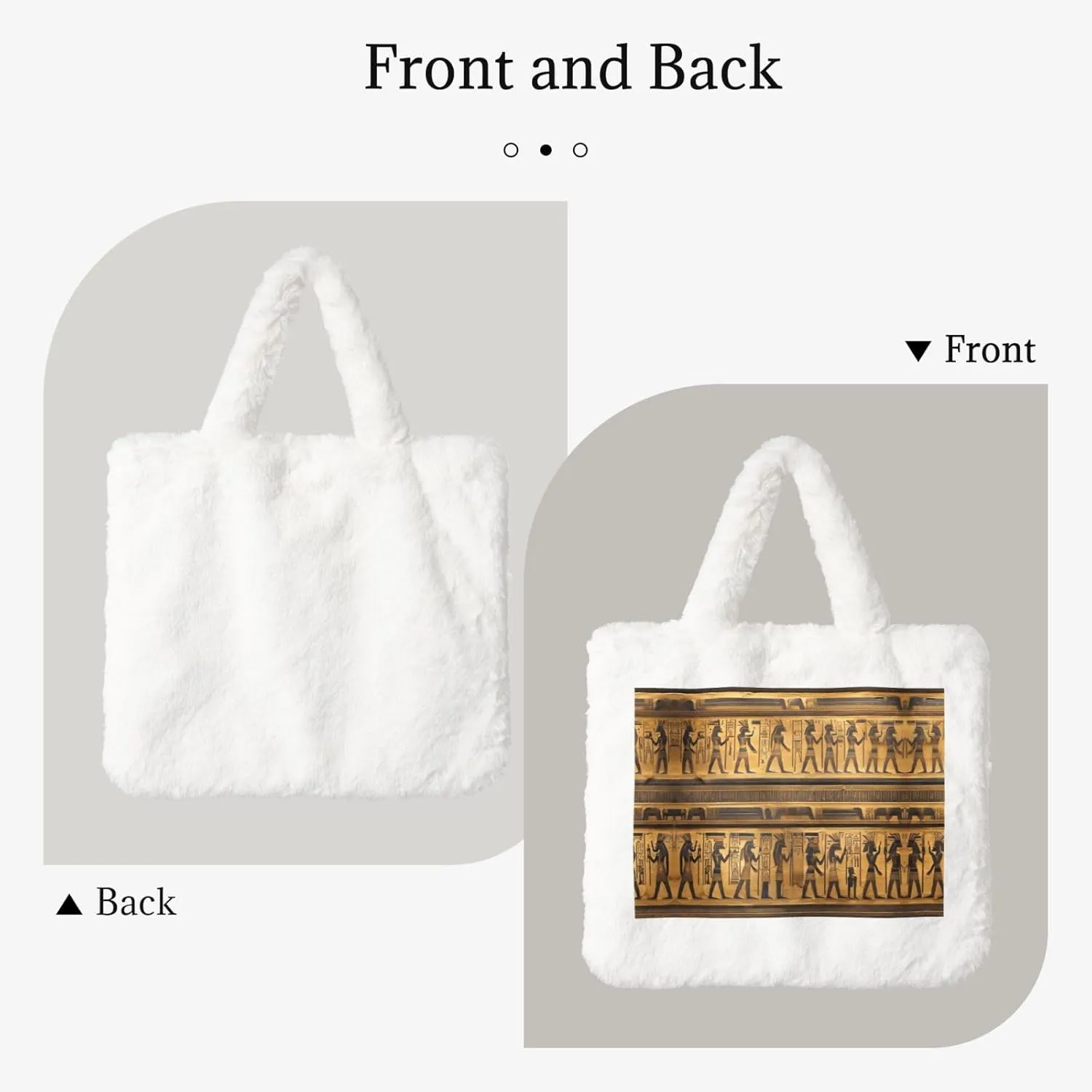 Egypt Hieroglyphics Printing Fluffy Shoulder Bag Ladies Plush Underarm Bag Tote Bag Furry Purse Handbag For Work Travel