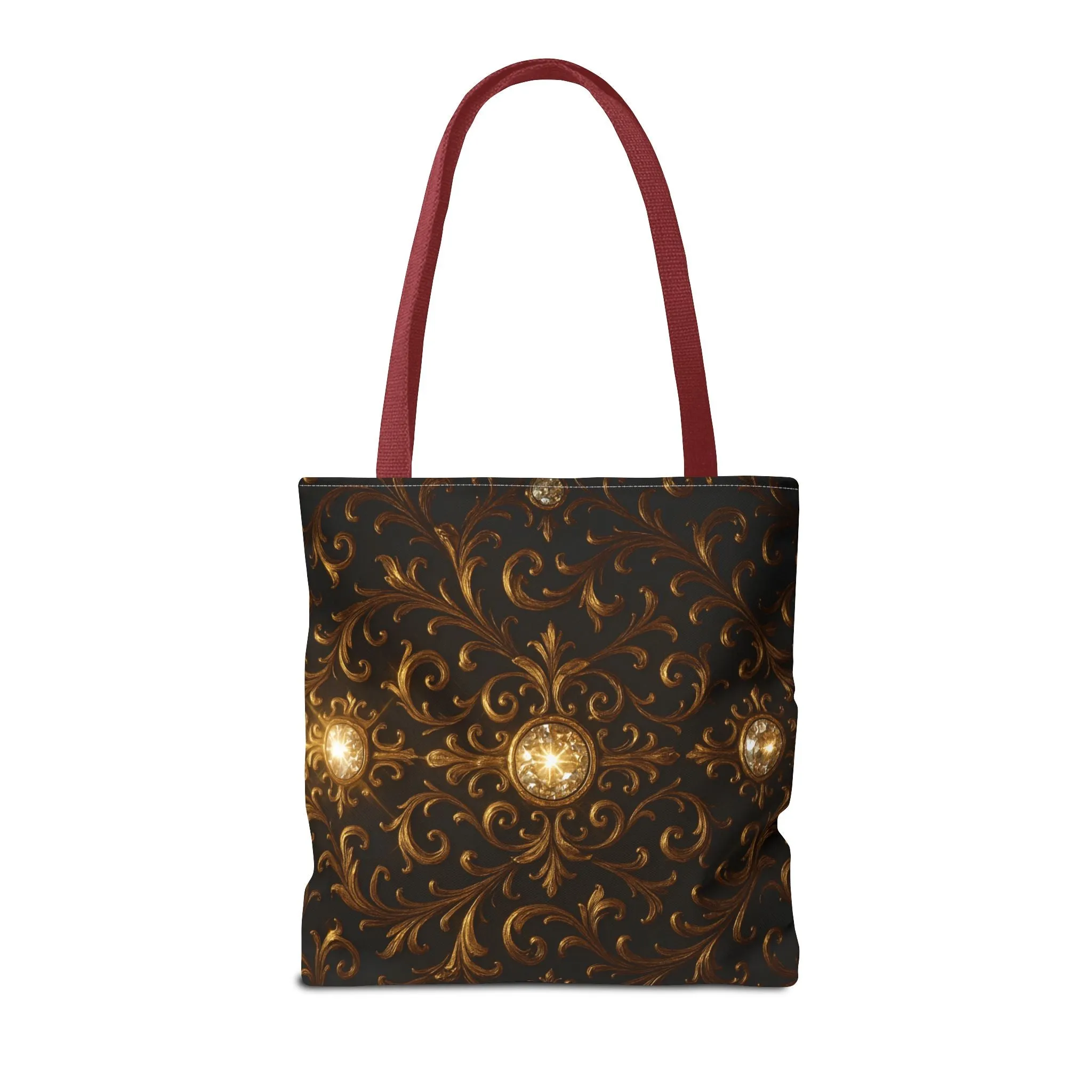Elegant Baroque Tote Bag - Black and Gold Ornate Design Purse, Reusable Stylish Shoulder Bag for Women, Vintage Luxe Aesthetic Gift