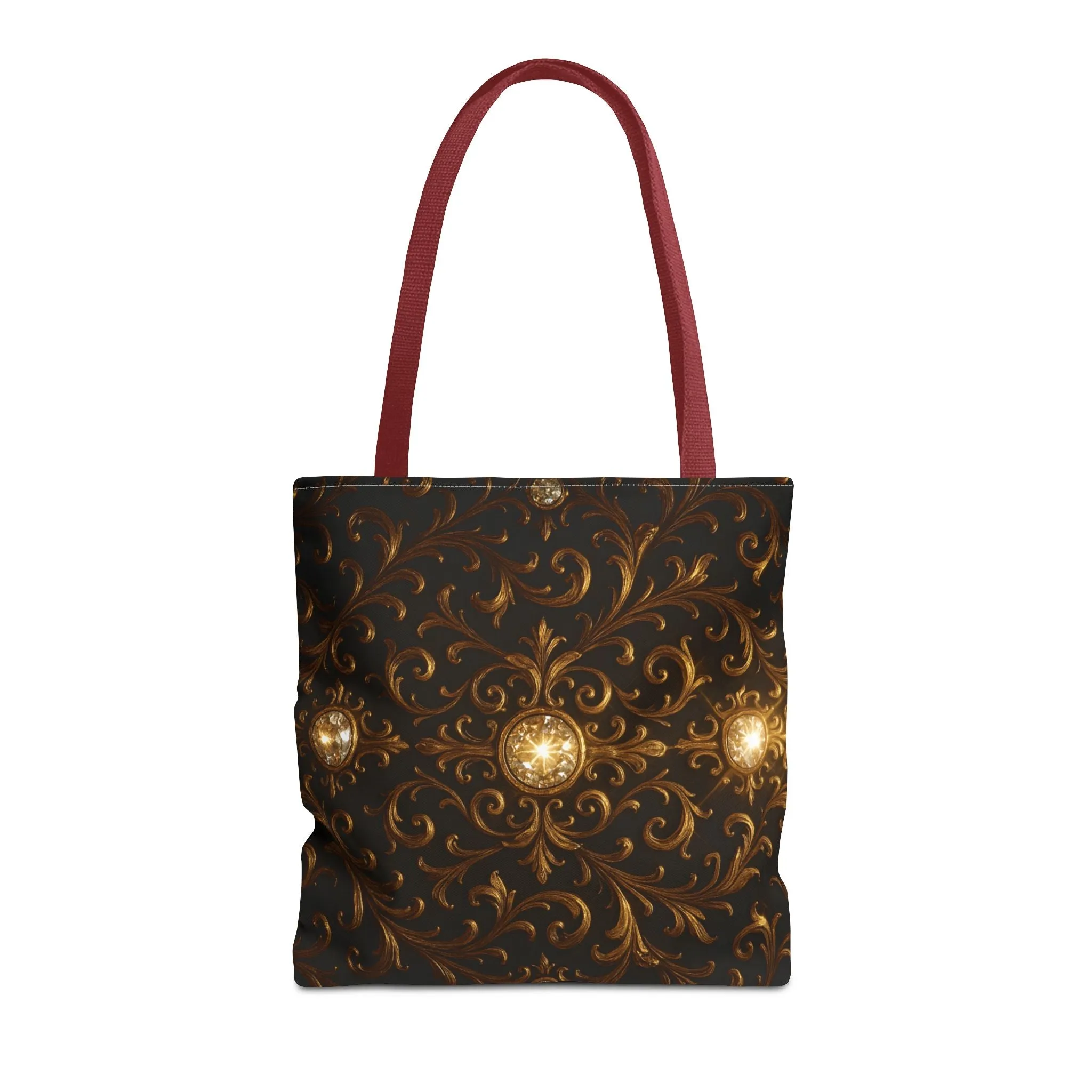Elegant Baroque Tote Bag - Black and Gold Ornate Design Purse, Reusable Stylish Shoulder Bag for Women, Vintage Luxe Aesthetic Gift