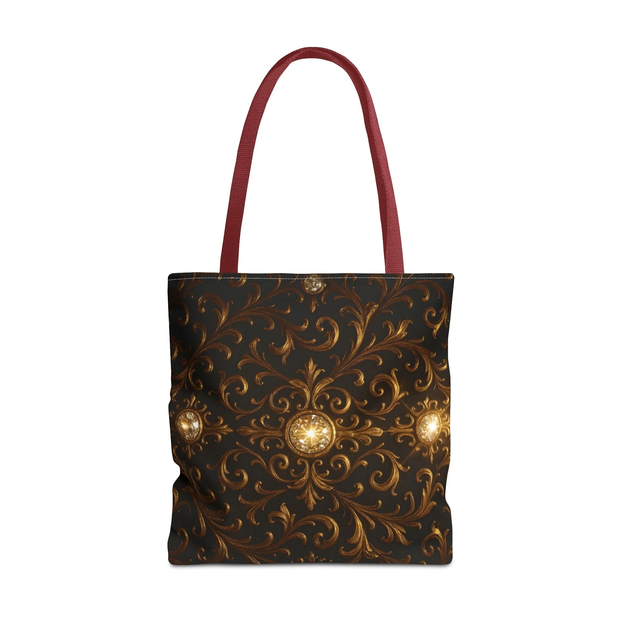 Elegant Baroque Tote Bag - Black and Gold Ornate Design Purse, Reusable Stylish Shoulder Bag for Women, Vintage Luxe Aesthetic Gift