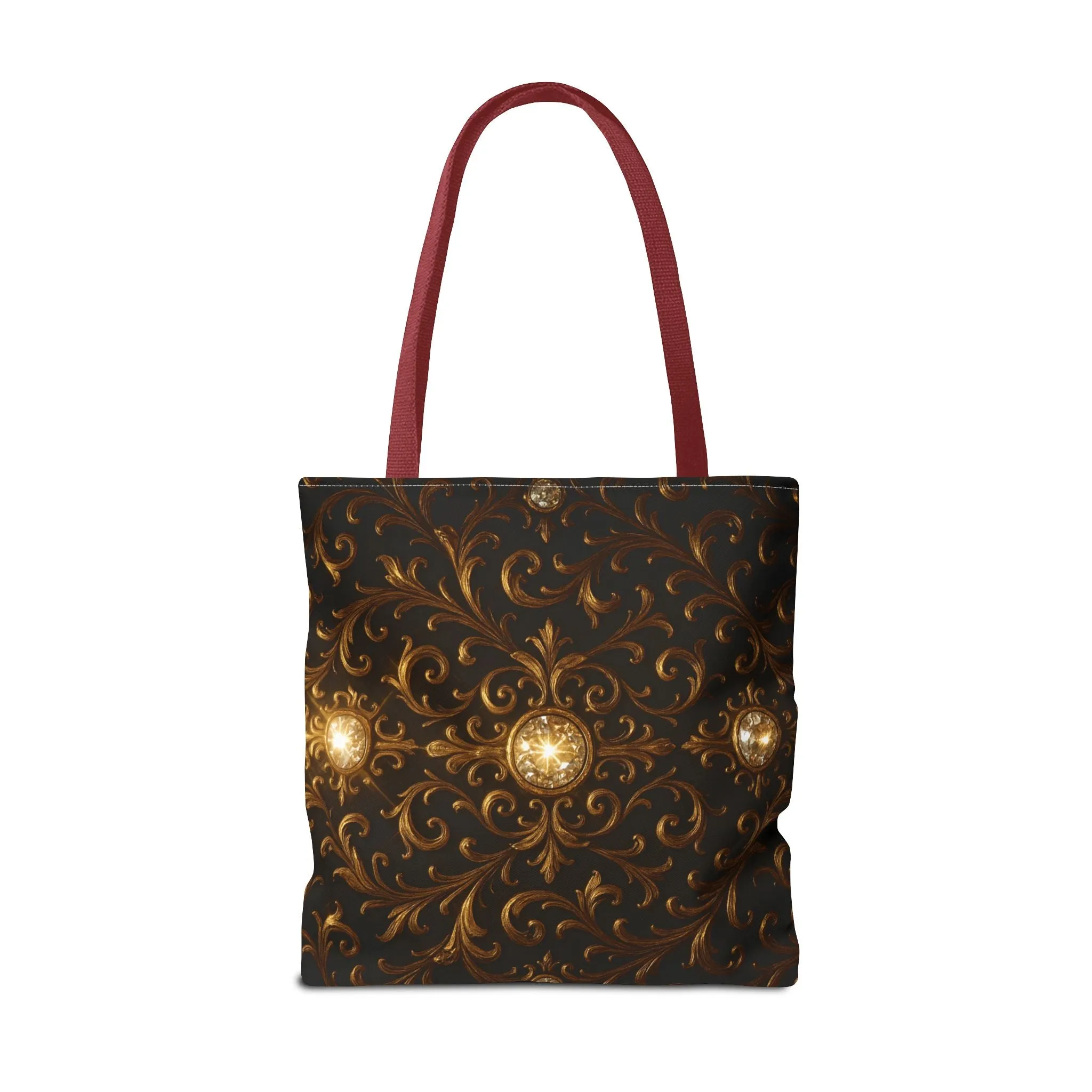 Elegant Baroque Tote Bag - Black and Gold Ornate Design Purse, Reusable Stylish Shoulder Bag for Women, Vintage Luxe Aesthetic Gift
