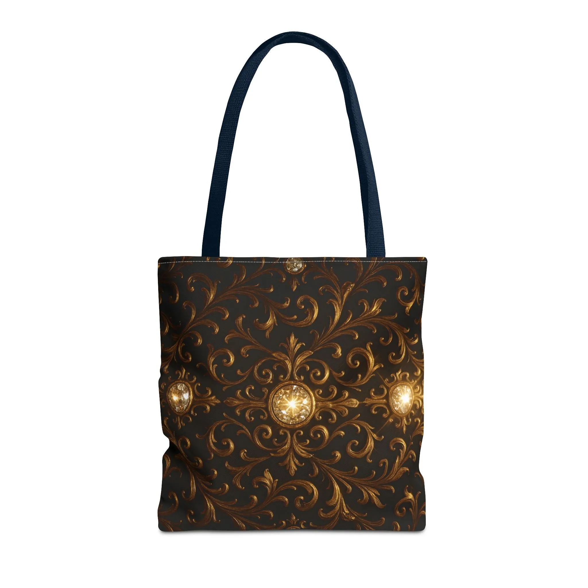 Elegant Baroque Tote Bag - Black and Gold Ornate Design Purse, Reusable Stylish Shoulder Bag for Women, Vintage Luxe Aesthetic Gift