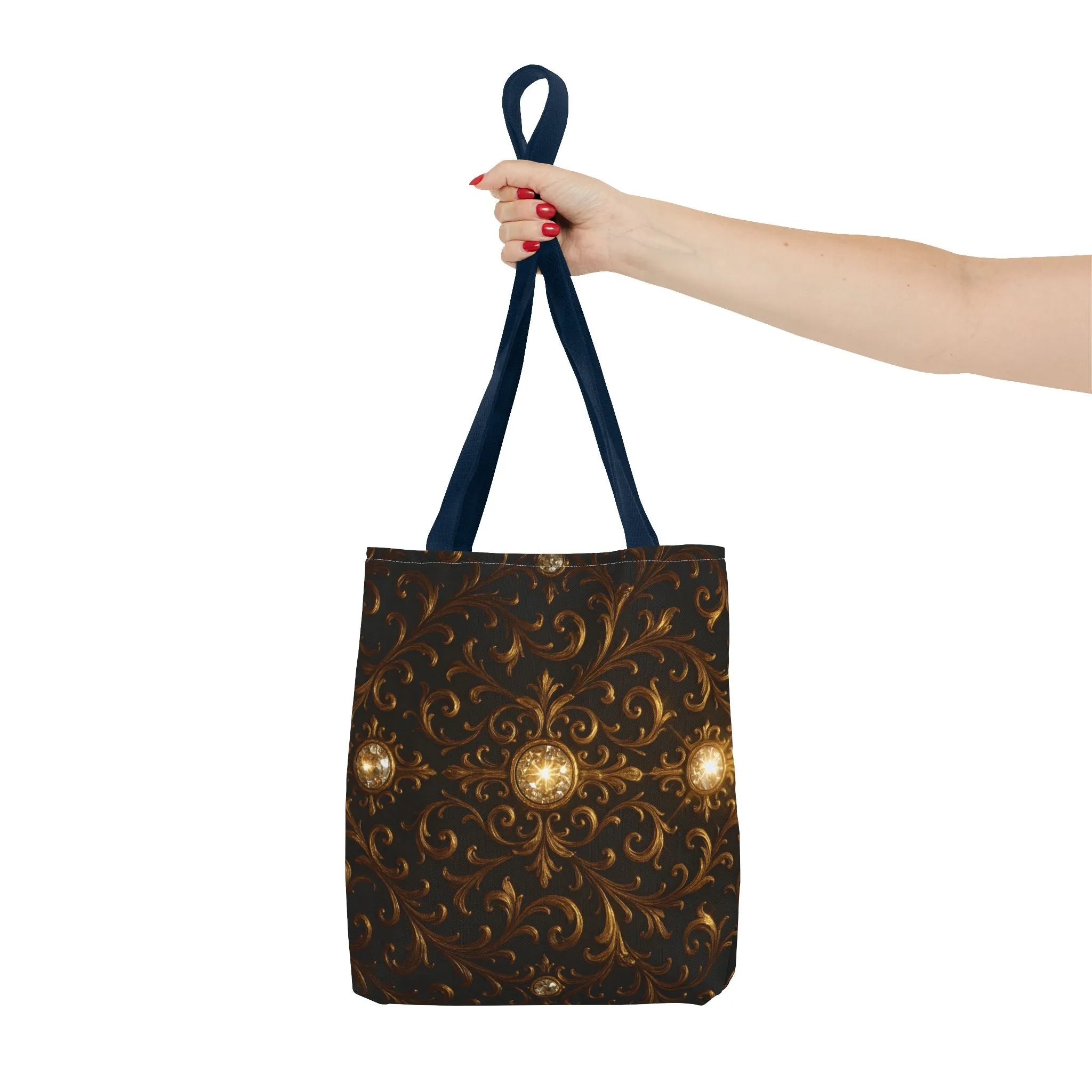 Elegant Baroque Tote Bag - Black and Gold Ornate Design Purse, Reusable Stylish Shoulder Bag for Women, Vintage Luxe Aesthetic Gift