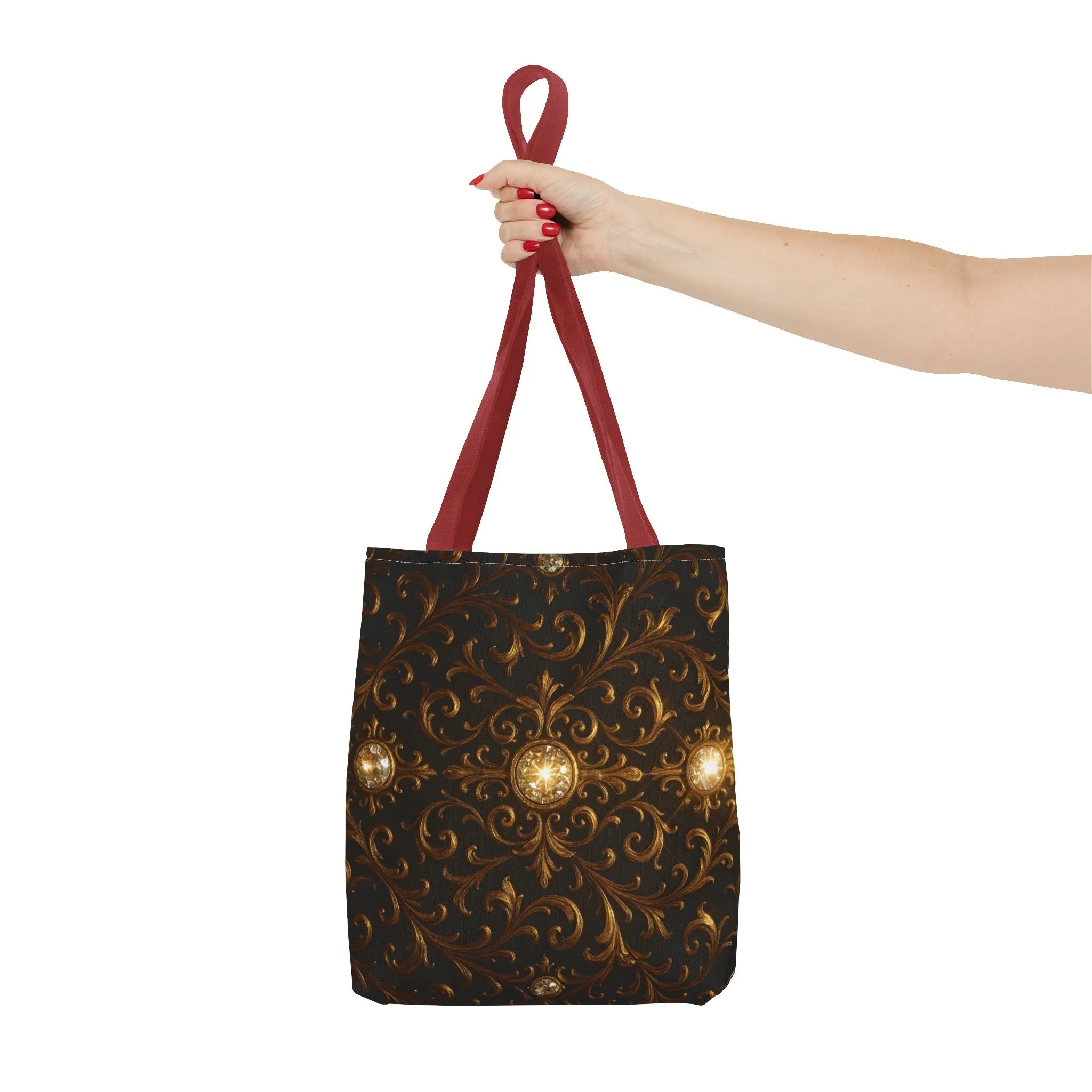 Elegant Baroque Tote Bag - Black and Gold Ornate Design Purse, Reusable Stylish Shoulder Bag for Women, Vintage Luxe Aesthetic Gift