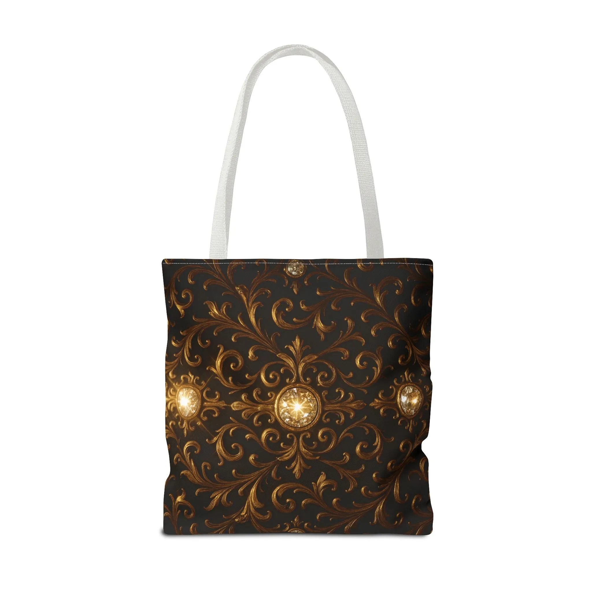 Elegant Baroque Tote Bag - Black and Gold Ornate Design Purse, Reusable Stylish Shoulder Bag for Women, Vintage Luxe Aesthetic Gift