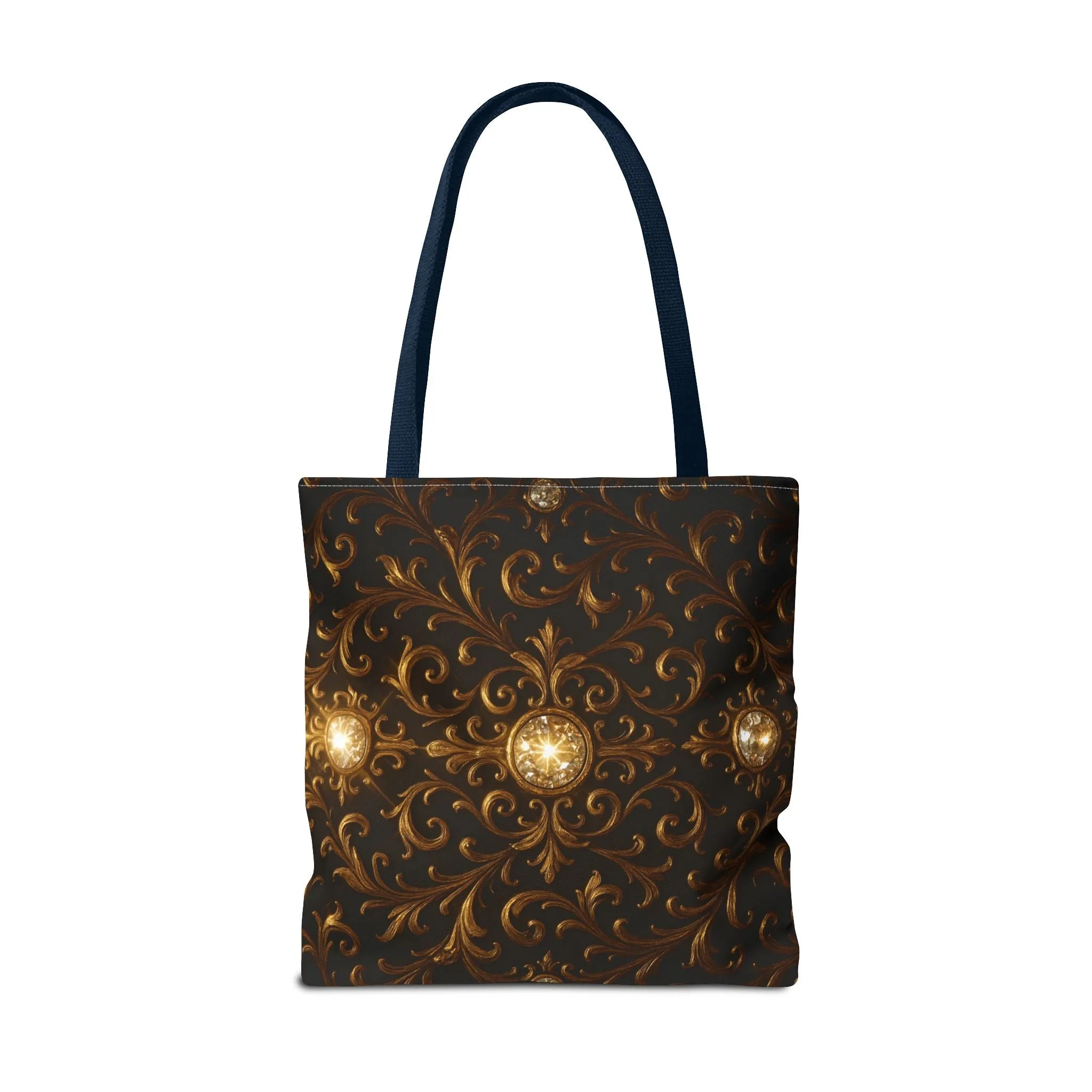 Elegant Baroque Tote Bag - Black and Gold Ornate Design Purse, Reusable Stylish Shoulder Bag for Women, Vintage Luxe Aesthetic Gift