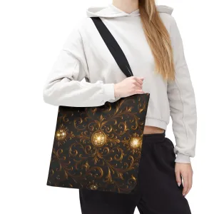 Elegant Baroque Tote Bag - Black and Gold Ornate Design Purse, Reusable Stylish Shoulder Bag for Women, Vintage Luxe Aesthetic Gift