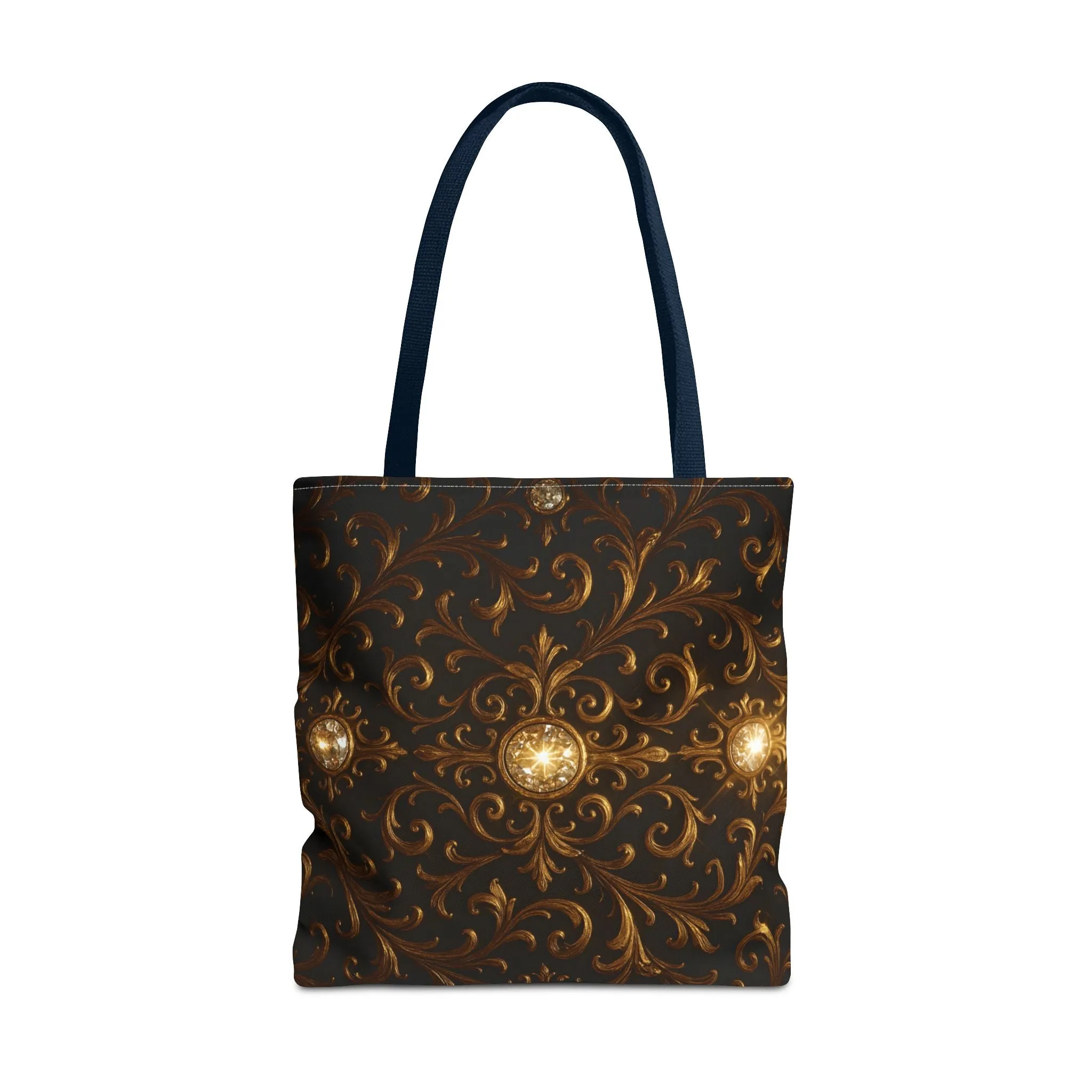 Elegant Baroque Tote Bag - Black and Gold Ornate Design Purse, Reusable Stylish Shoulder Bag for Women, Vintage Luxe Aesthetic Gift