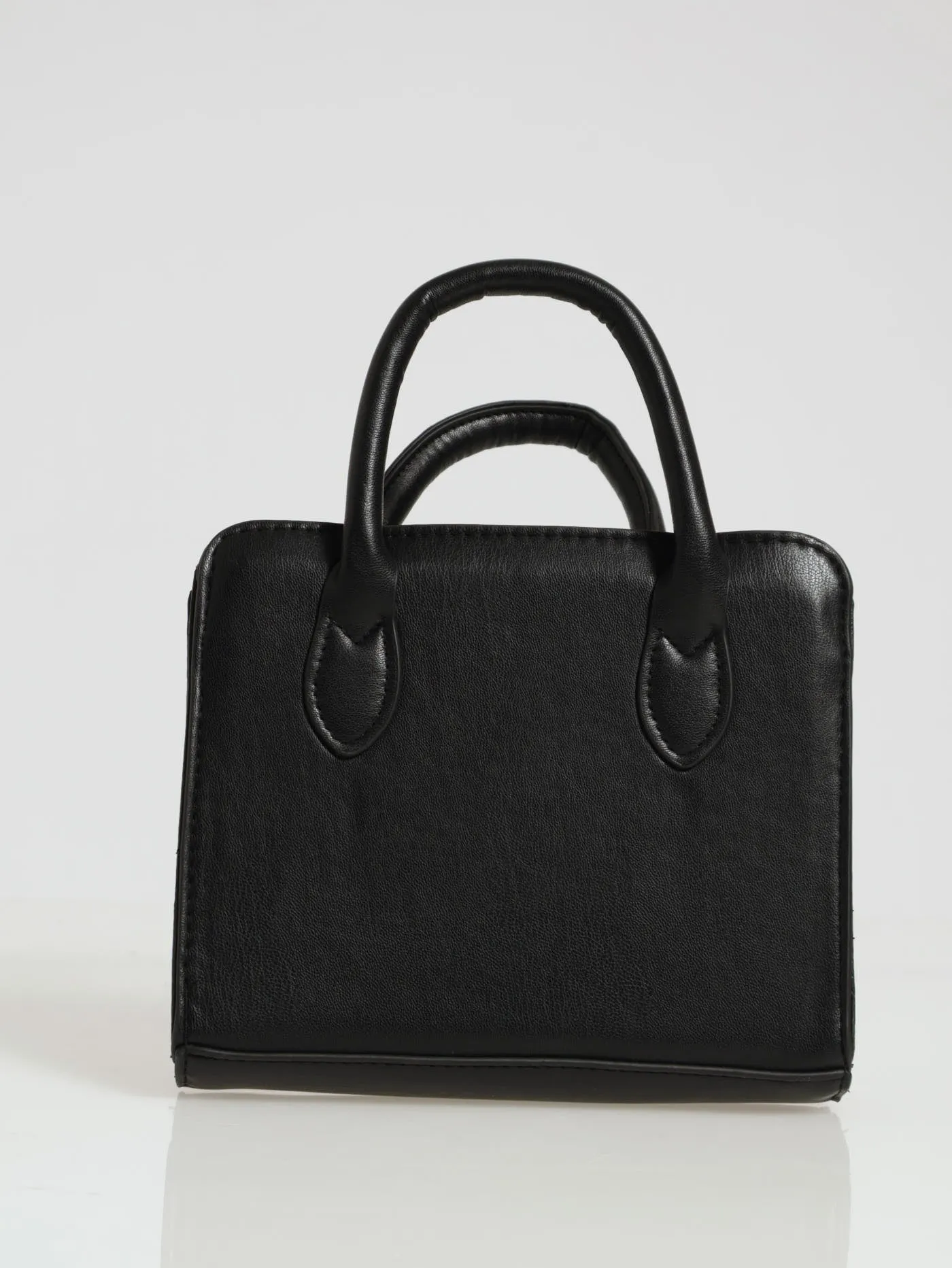 Embossed Charm Detail Tote Bag - Black