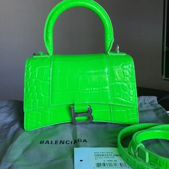 ESMEE - Handbag Crocodile Embossed Bright Green