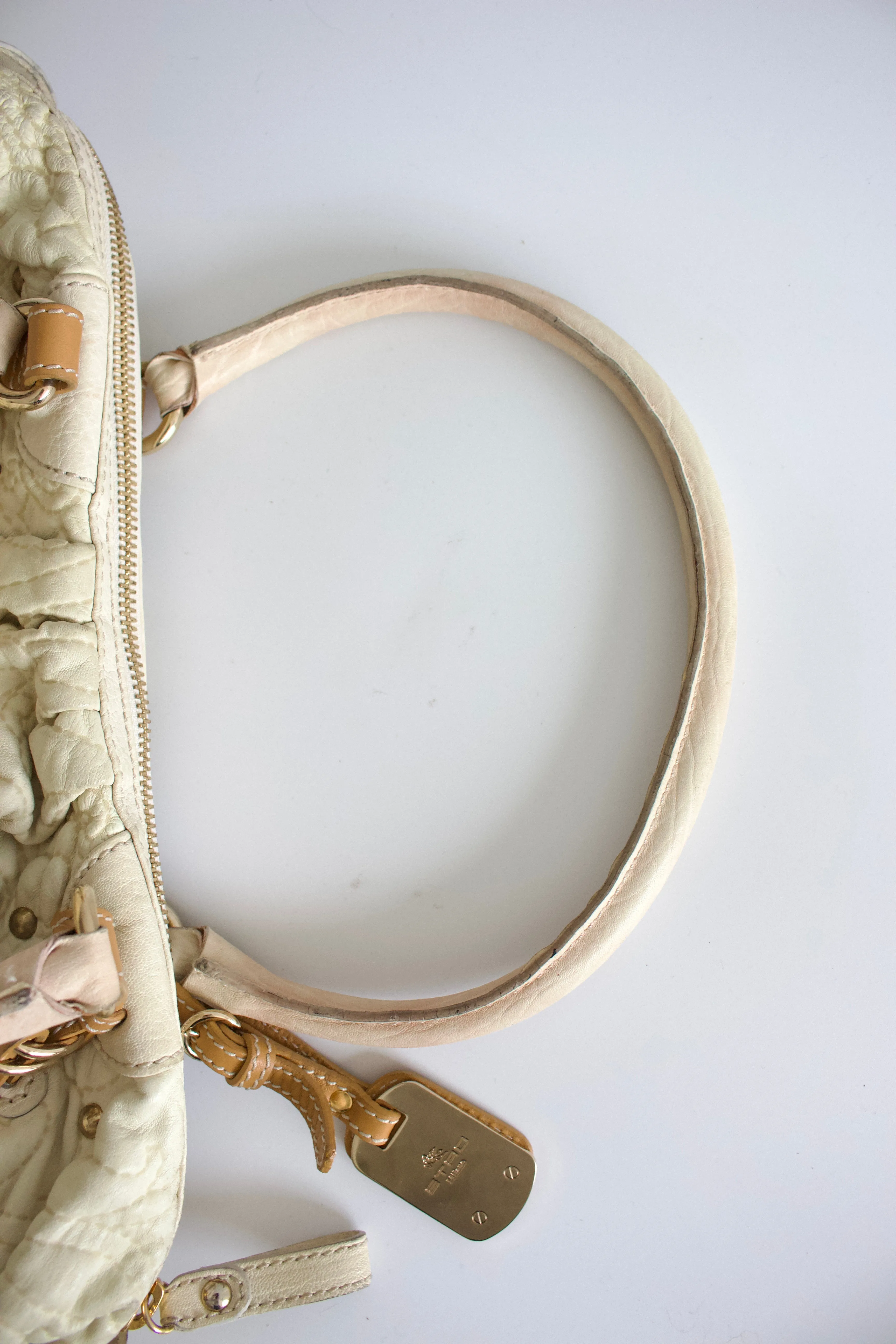 Etro white embossed leather shoulder bag