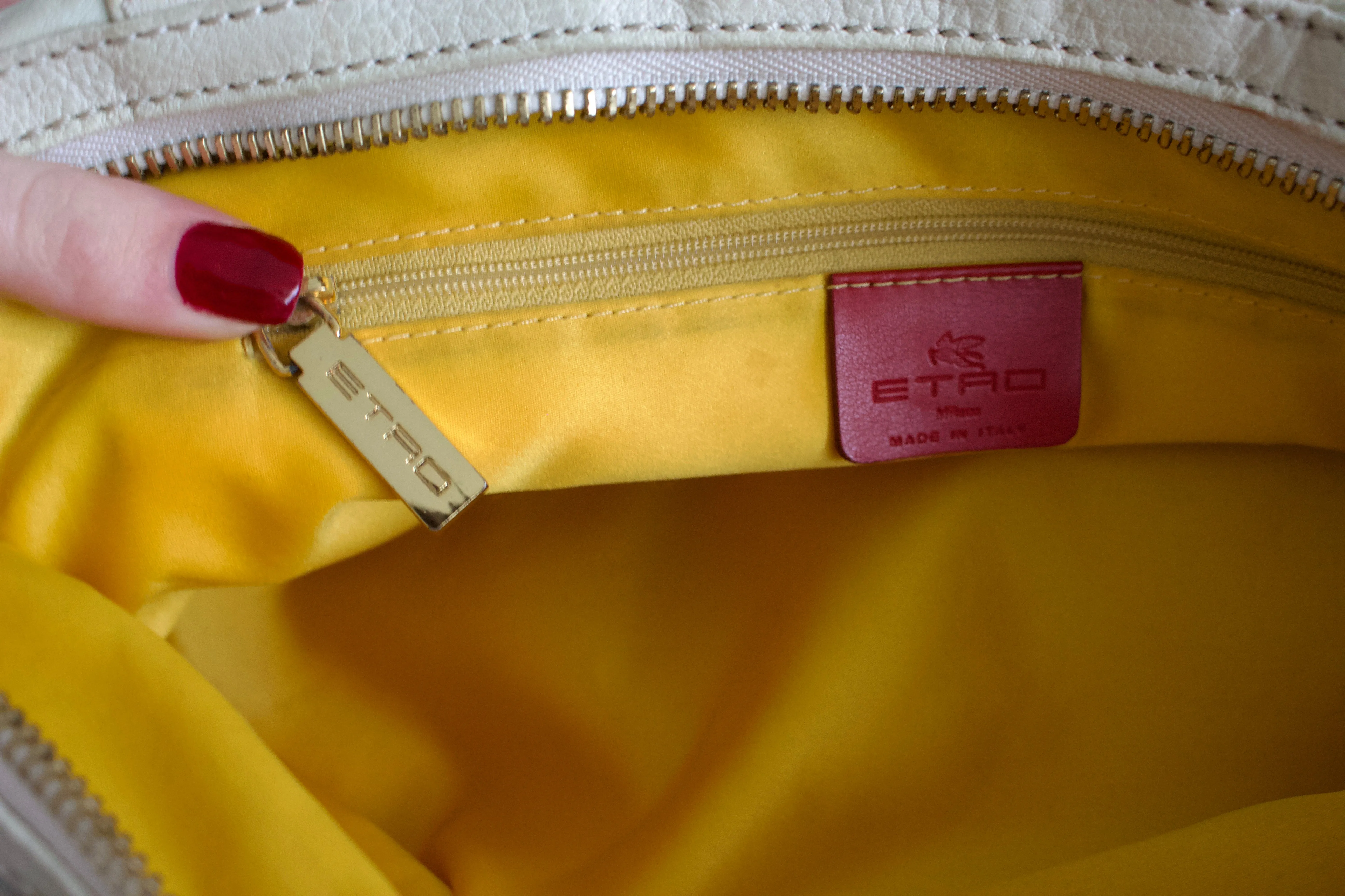 Etro white embossed leather shoulder bag