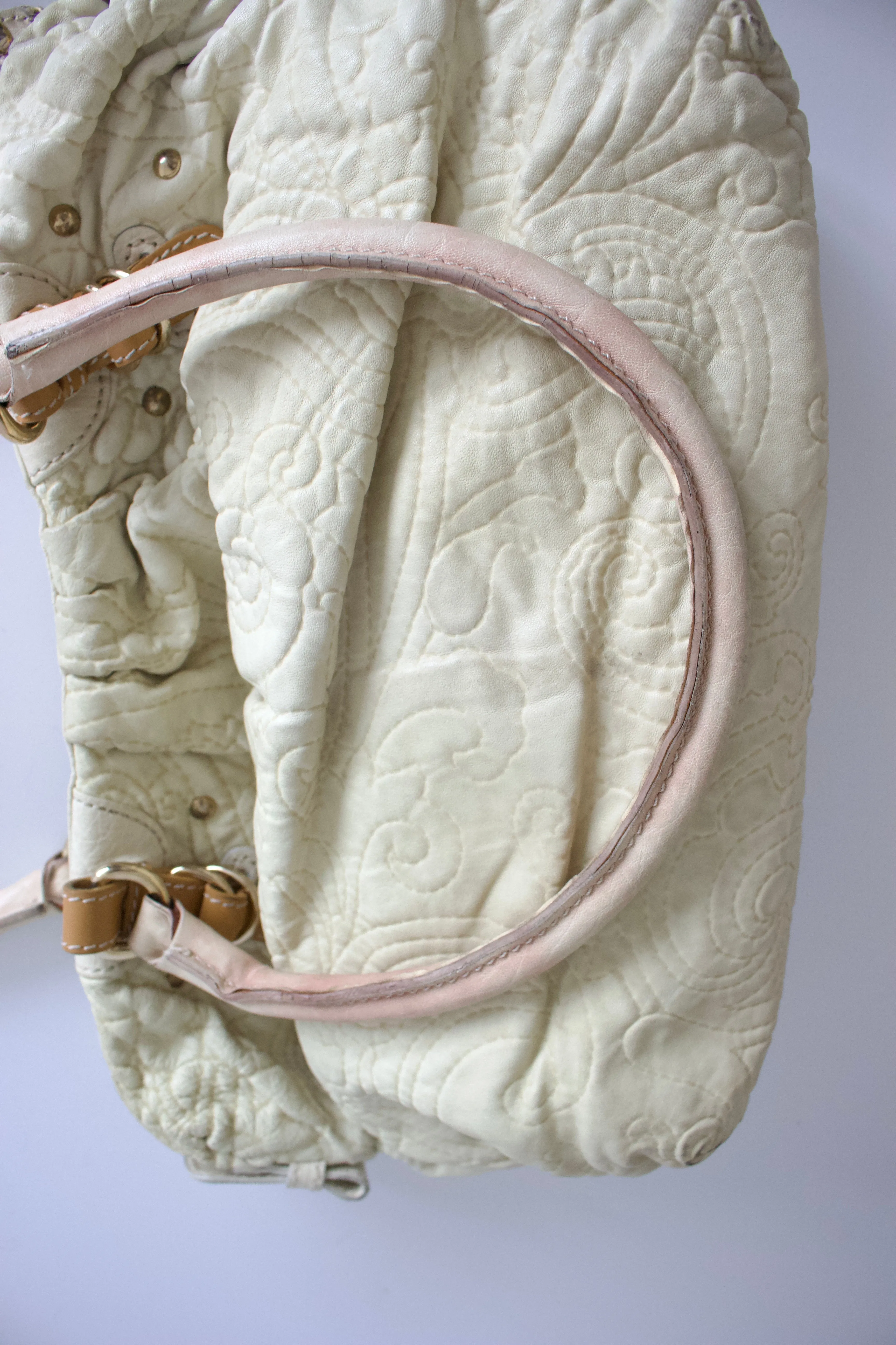 Etro white embossed leather shoulder bag