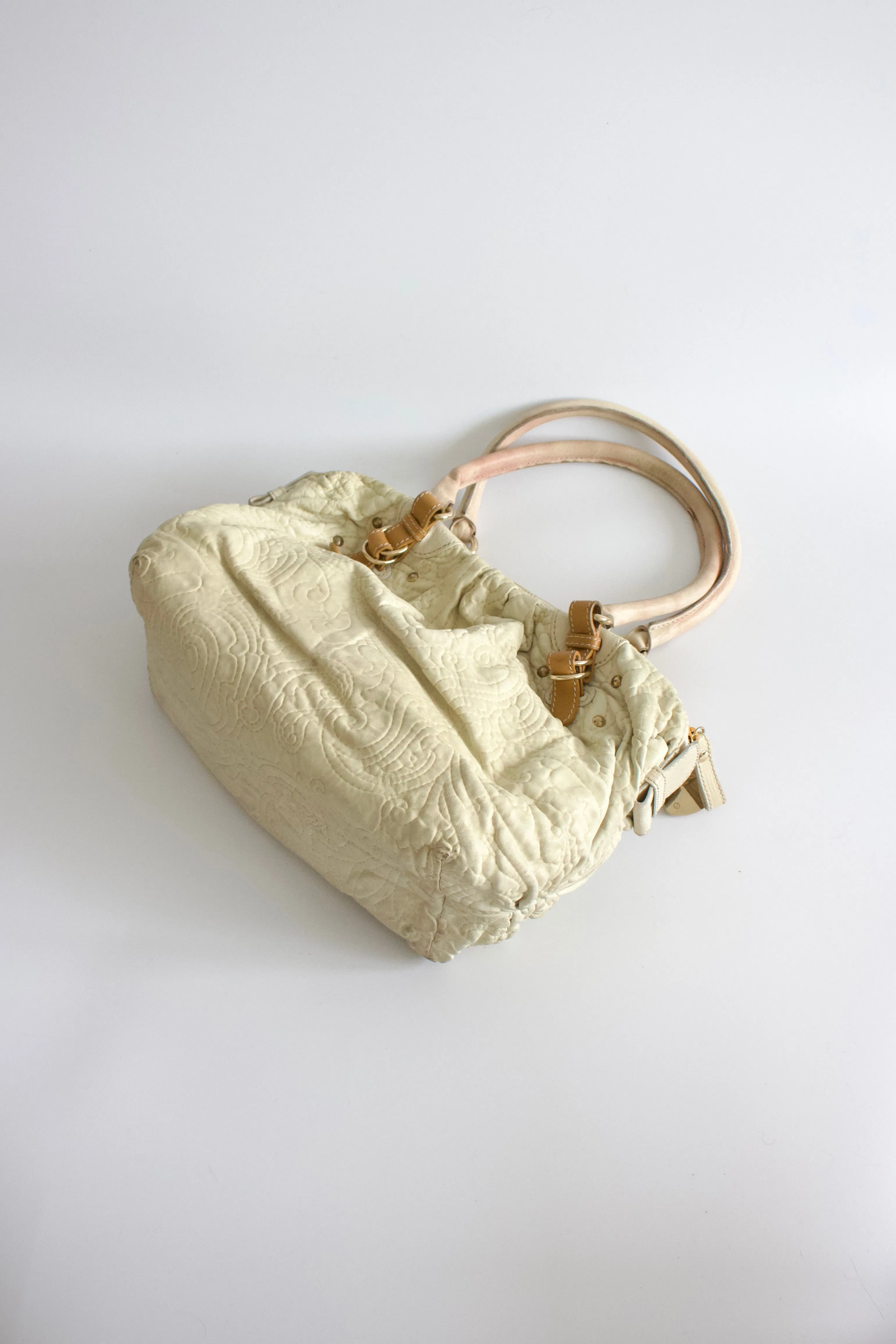 Etro white embossed leather shoulder bag