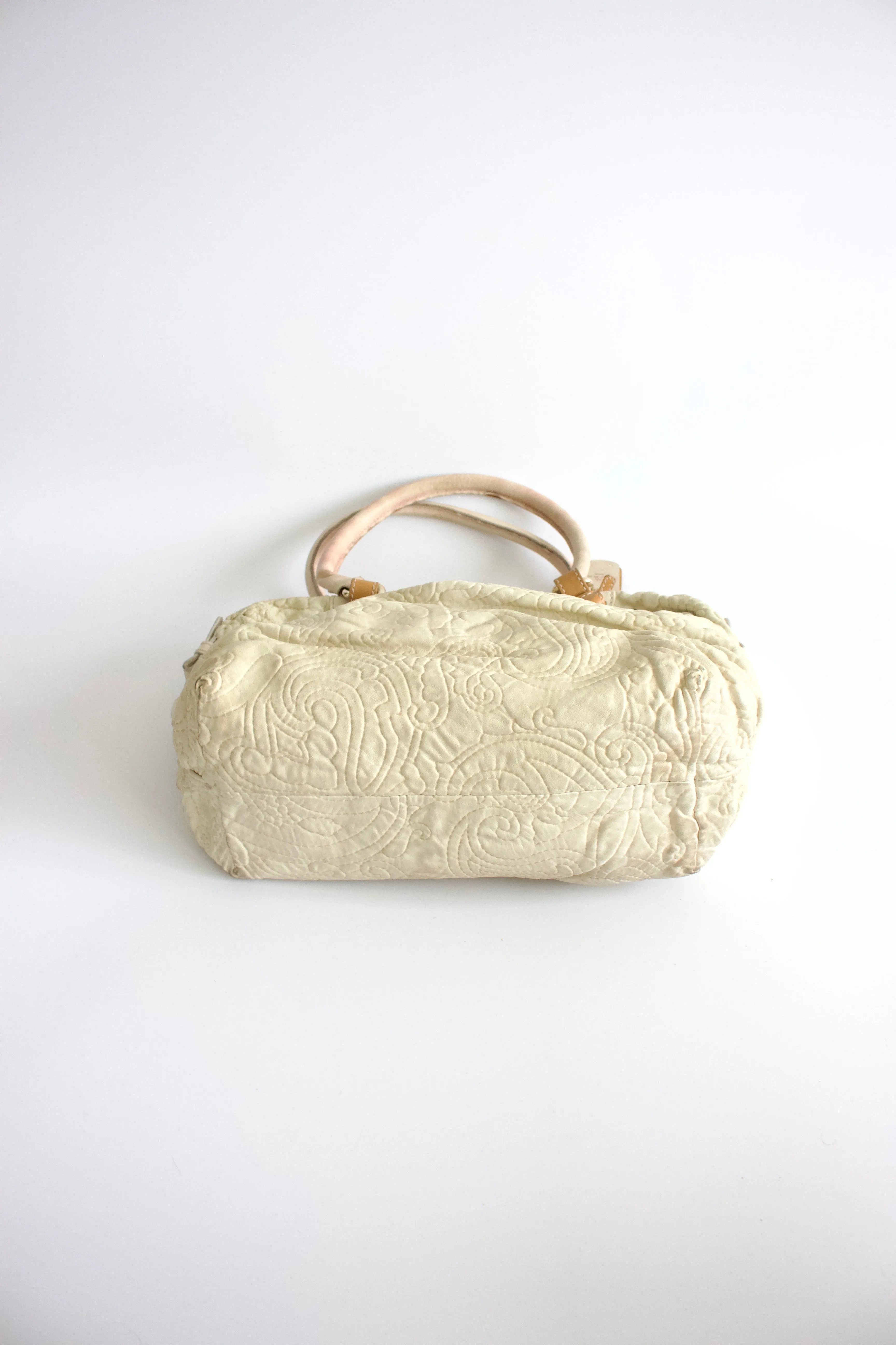 Etro white embossed leather shoulder bag