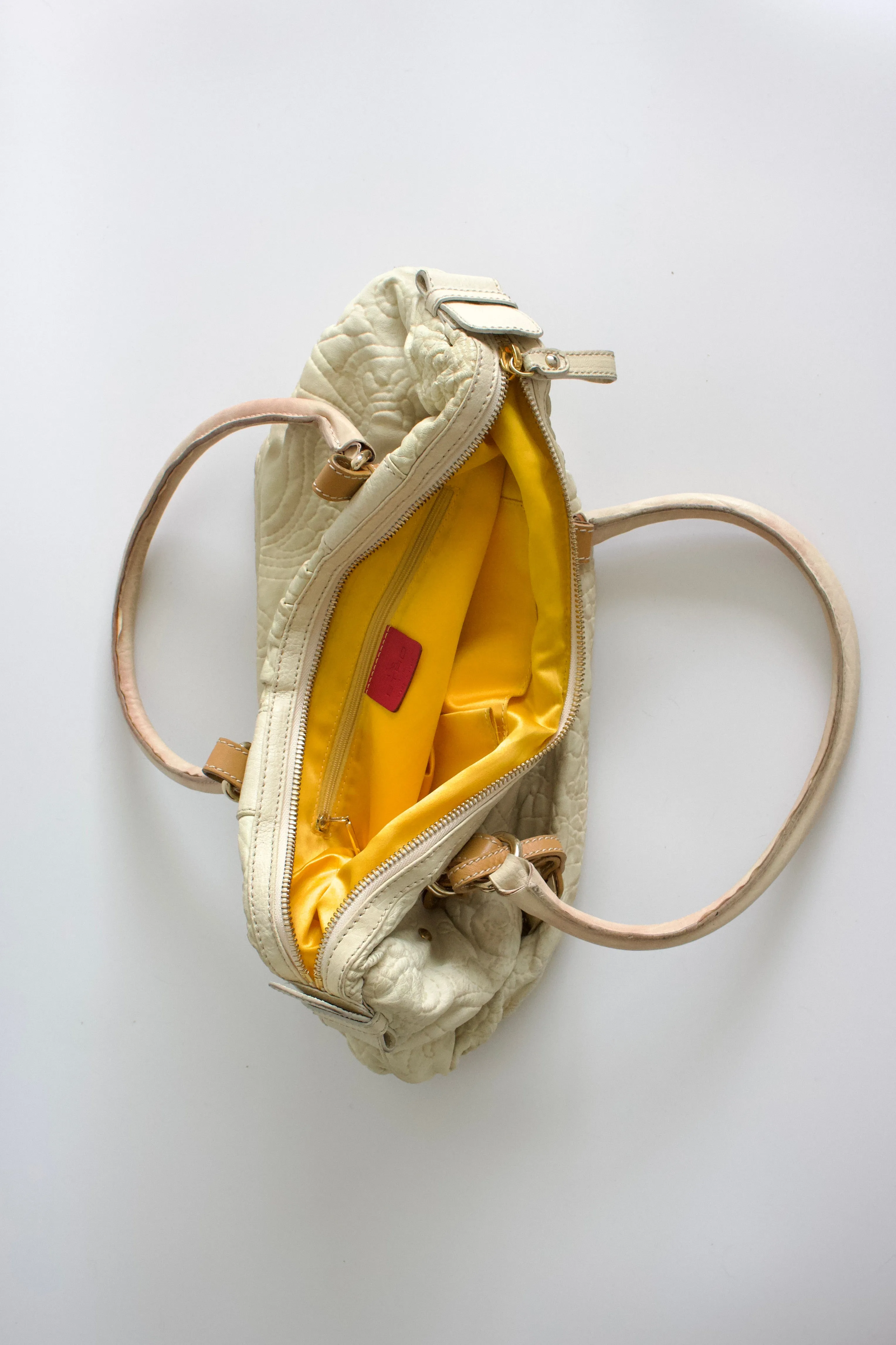Etro white embossed leather shoulder bag