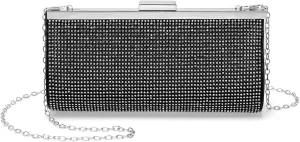 Evening Bags Clutch Purses for Women Formal, Crystal Rhinestone Purse Handbag Crossbody Bag with Chain Shoulder Bag Sparkly for Wedding Guest Party Black