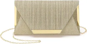 Evening Bags Clutch Purses for Women Formal, Purse Handbag Crossbody Bag with Chain Strap Shoulder Bag Sparkly for Wedding Guest Party Gold