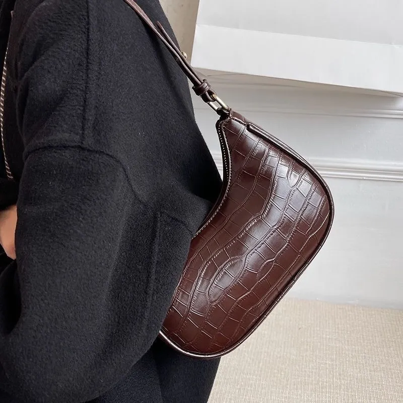 Exquisite Summer Brown Leather Black Stone Bags