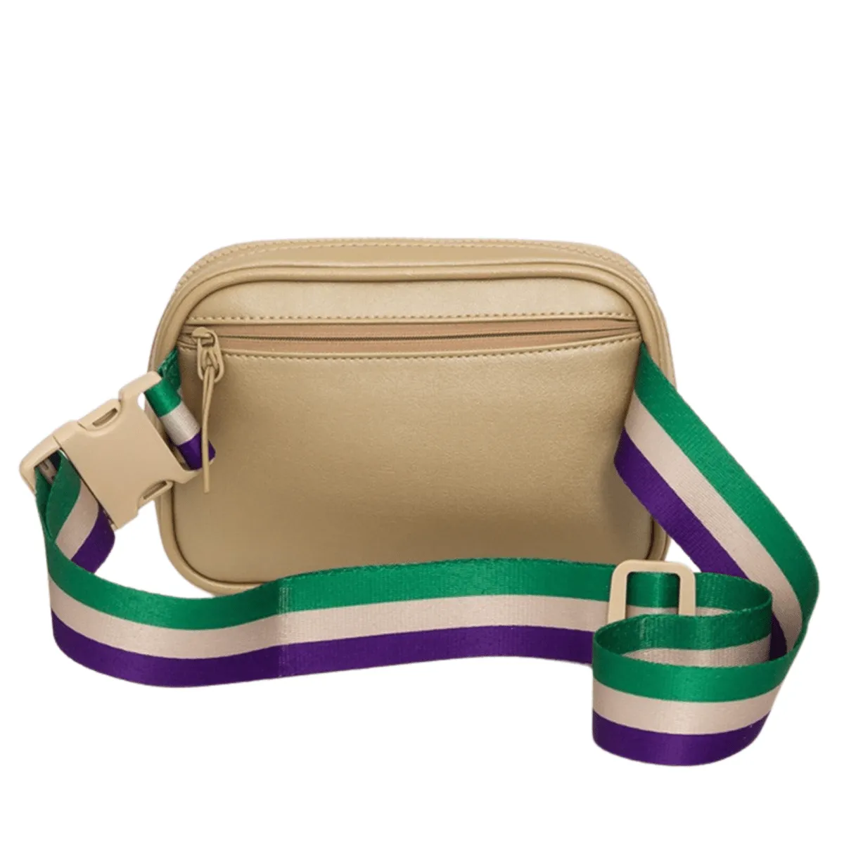 Faux Leather Mardi Gras Sparkle Rectangle Belt Bag - Gold