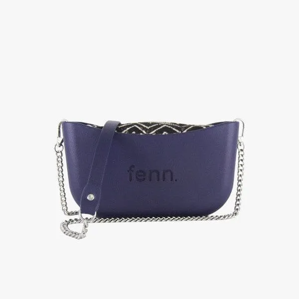Fenn Classic Eclipse Navy Handbag Navy Silver Chain Handle P89 Inner Silver Zip