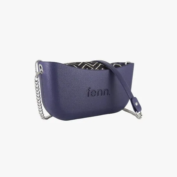 Fenn Classic Eclipse Navy Handbag Navy Silver Chain Handle P89 Inner Silver Zip