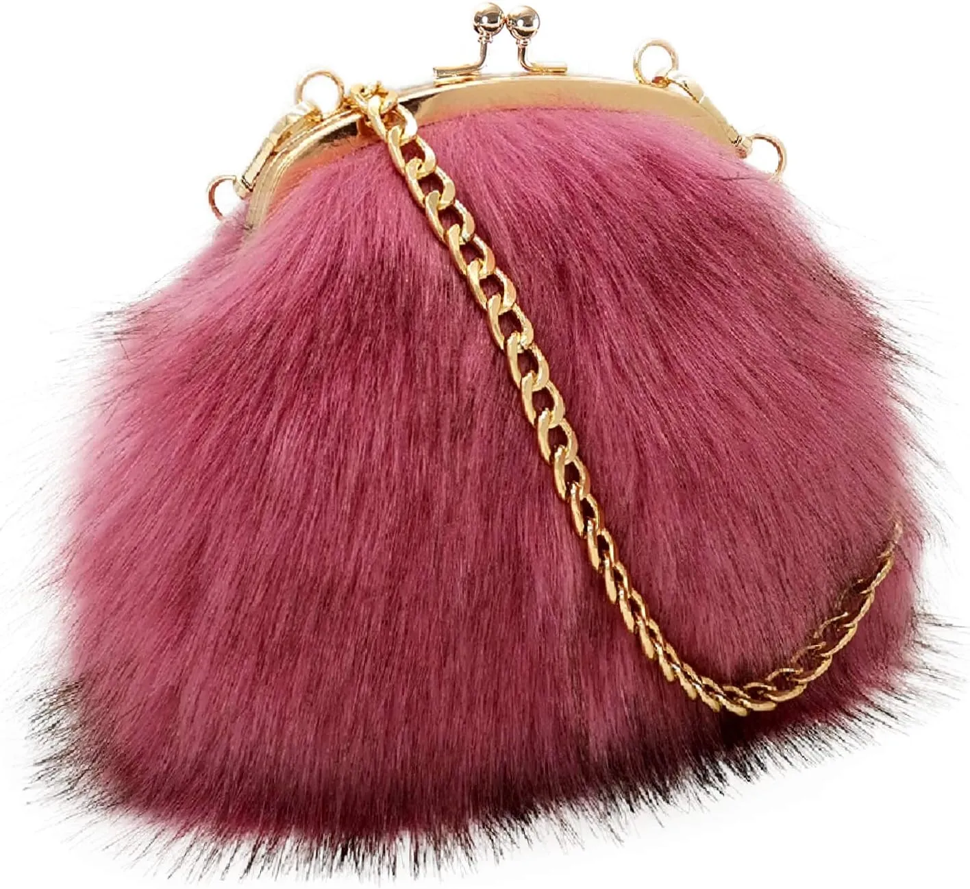 FHQHTH Faux Fur Purse Fashion Clutch Handbag Shoulder Vintage Evening Bags for Women