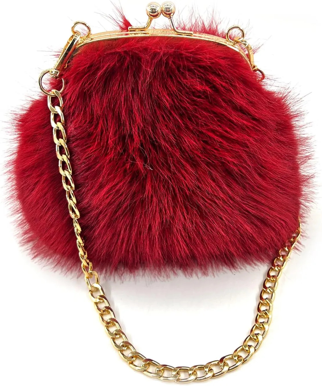 FHQHTH Faux Fur Purse Fashion Clutch Handbag Shoulder Vintage Evening Bags for Women