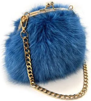 FHQHTH Faux Fur Purse Fashion Clutch Handbag Shoulder Vintage Evening Bags for Women
