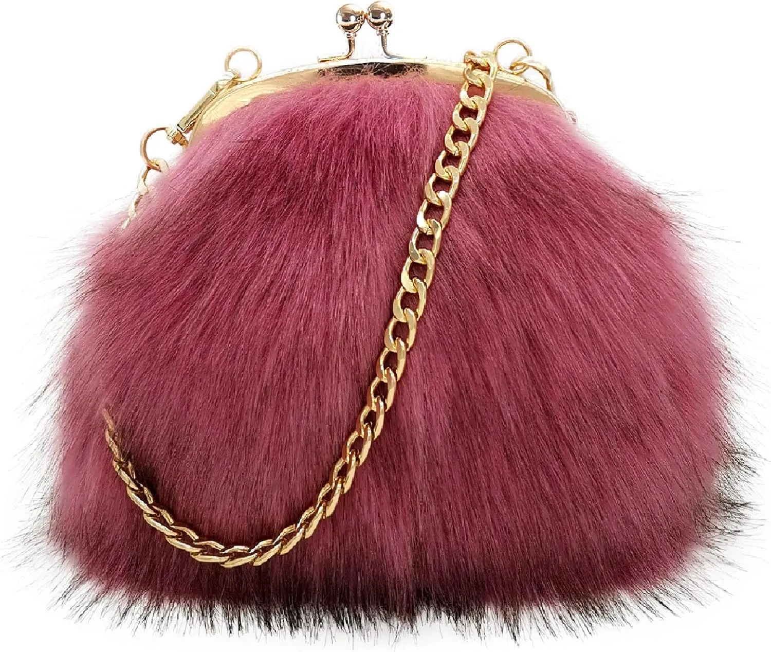 FHQHTH Faux Fur Purse Fashion Clutch Handbag Shoulder Vintage Evening Bags for Women