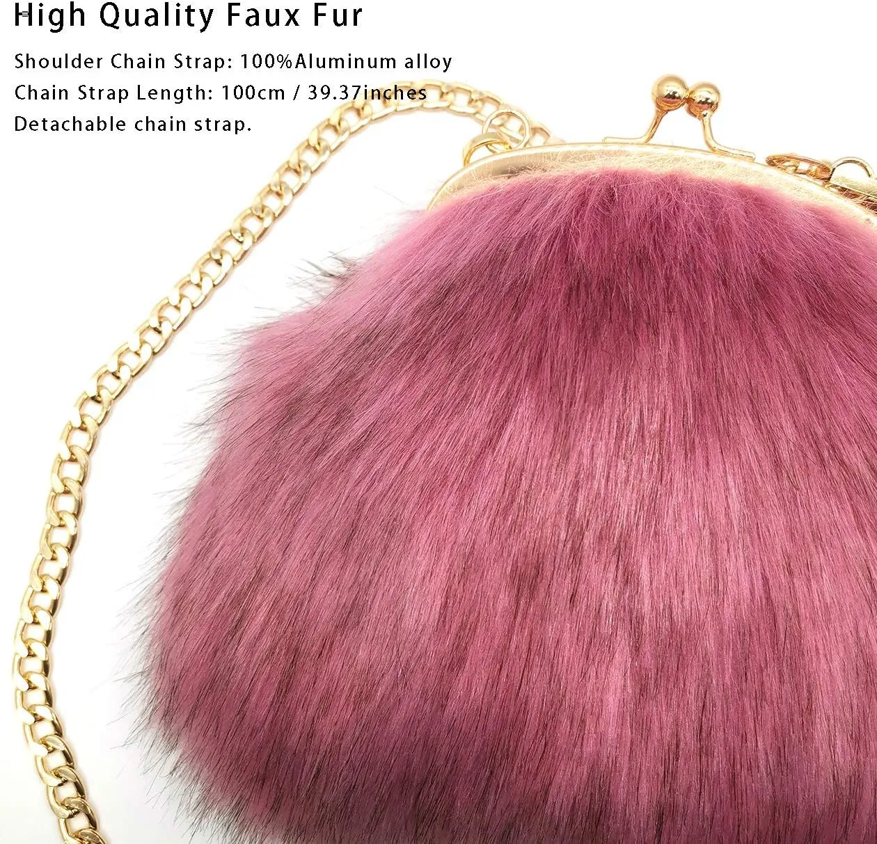 FHQHTH Faux Fur Purse Fashion Clutch Handbag Shoulder Vintage Evening Bags for Women