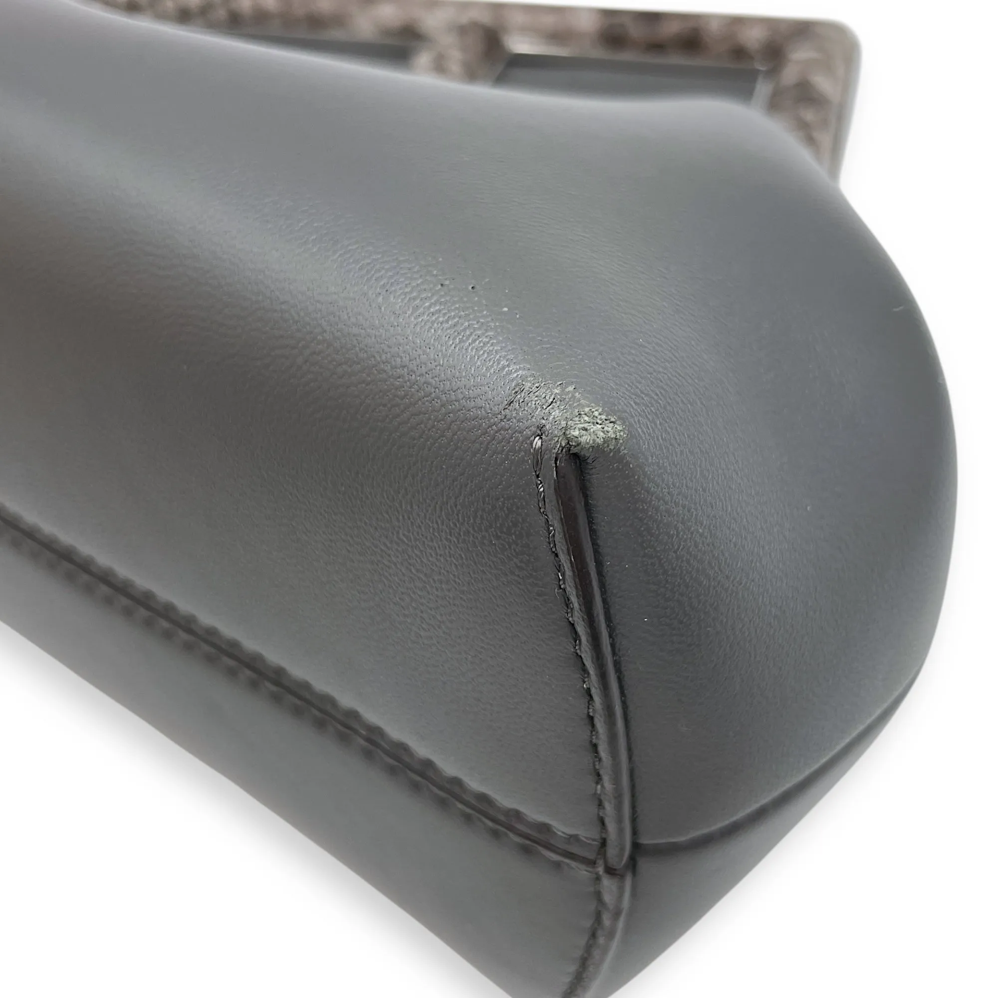 First Grey Shoulder Bag in Python Embossed Calfskin, Silver hardware