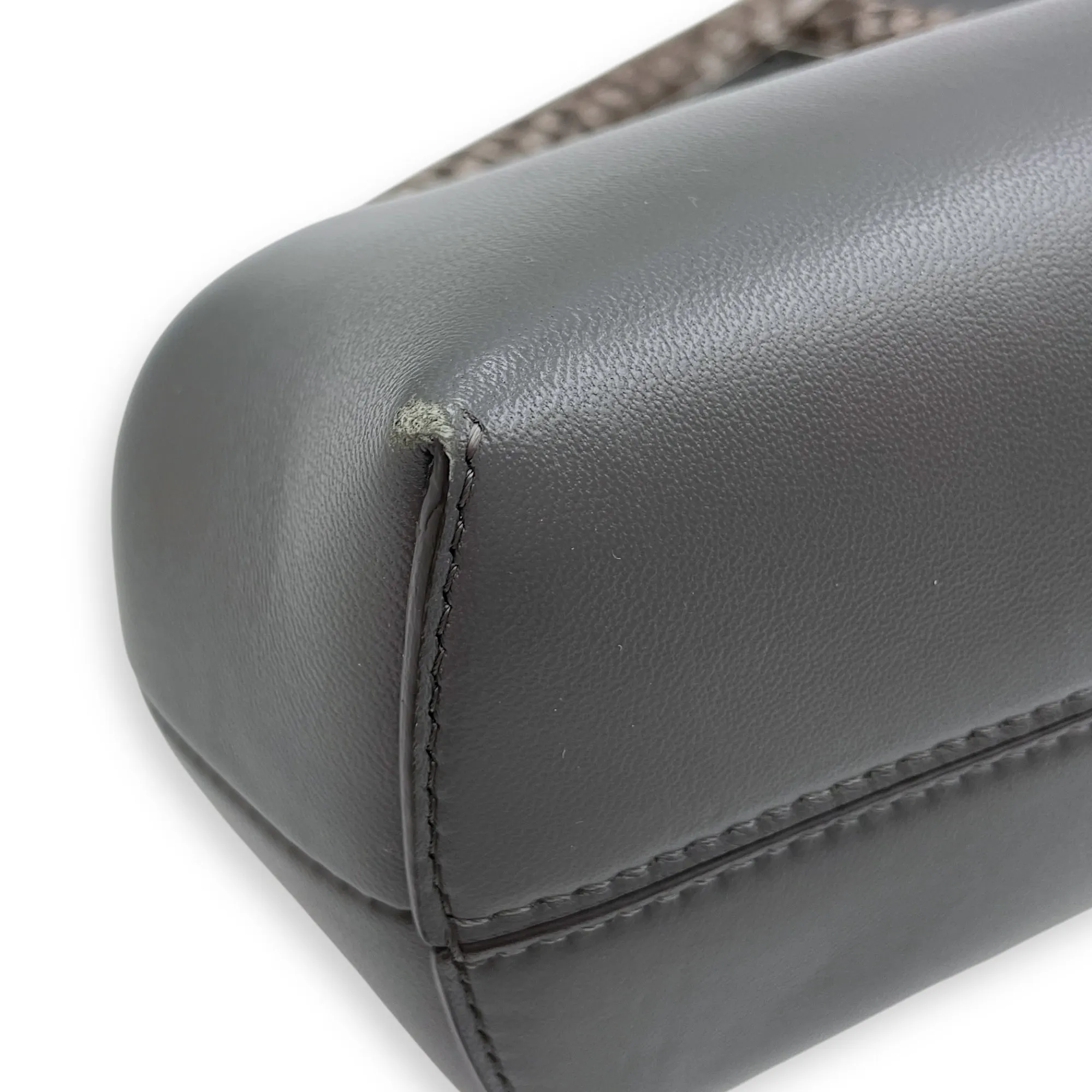First Grey Shoulder Bag in Python Embossed Calfskin, Silver hardware