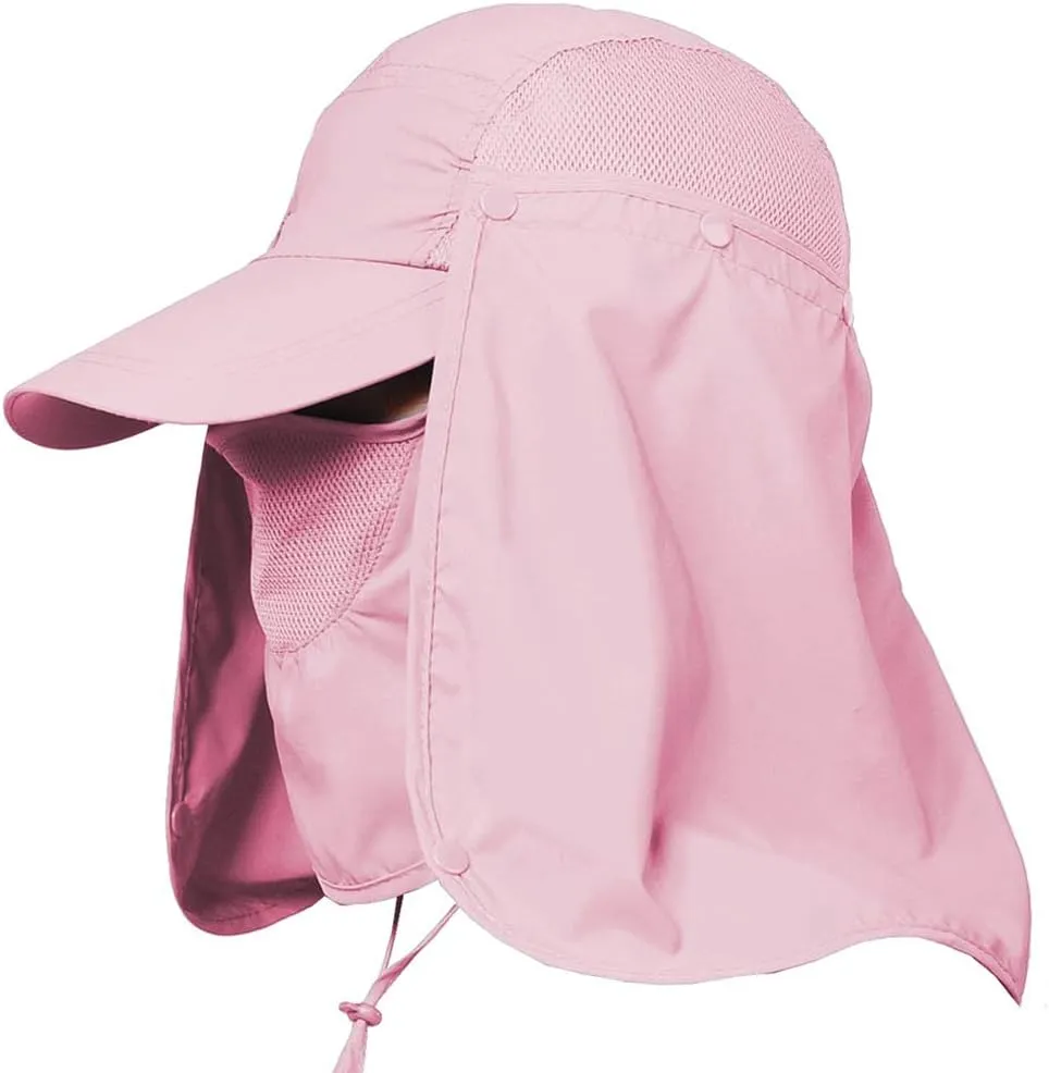 Fishing Hat Men/Women Outdoor Sun Cap UV Sun Protection Hat with Removable Neck Flap & Face Cover Cycling Hiking