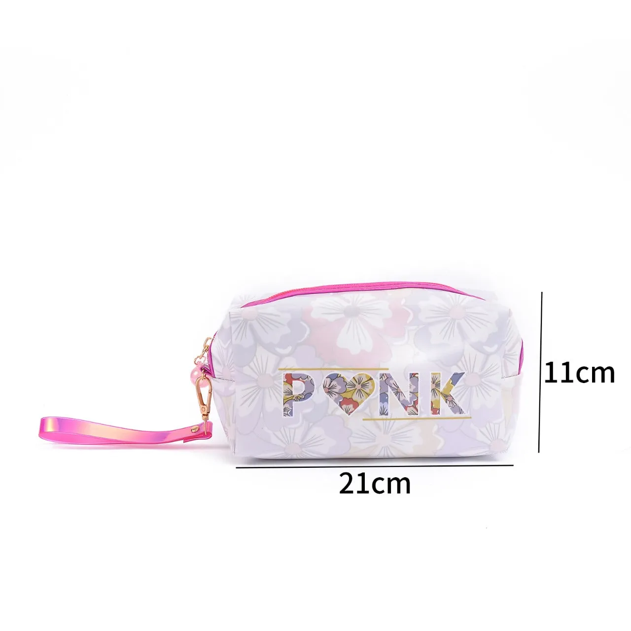Floral Printed Word Art Makeup Pouch