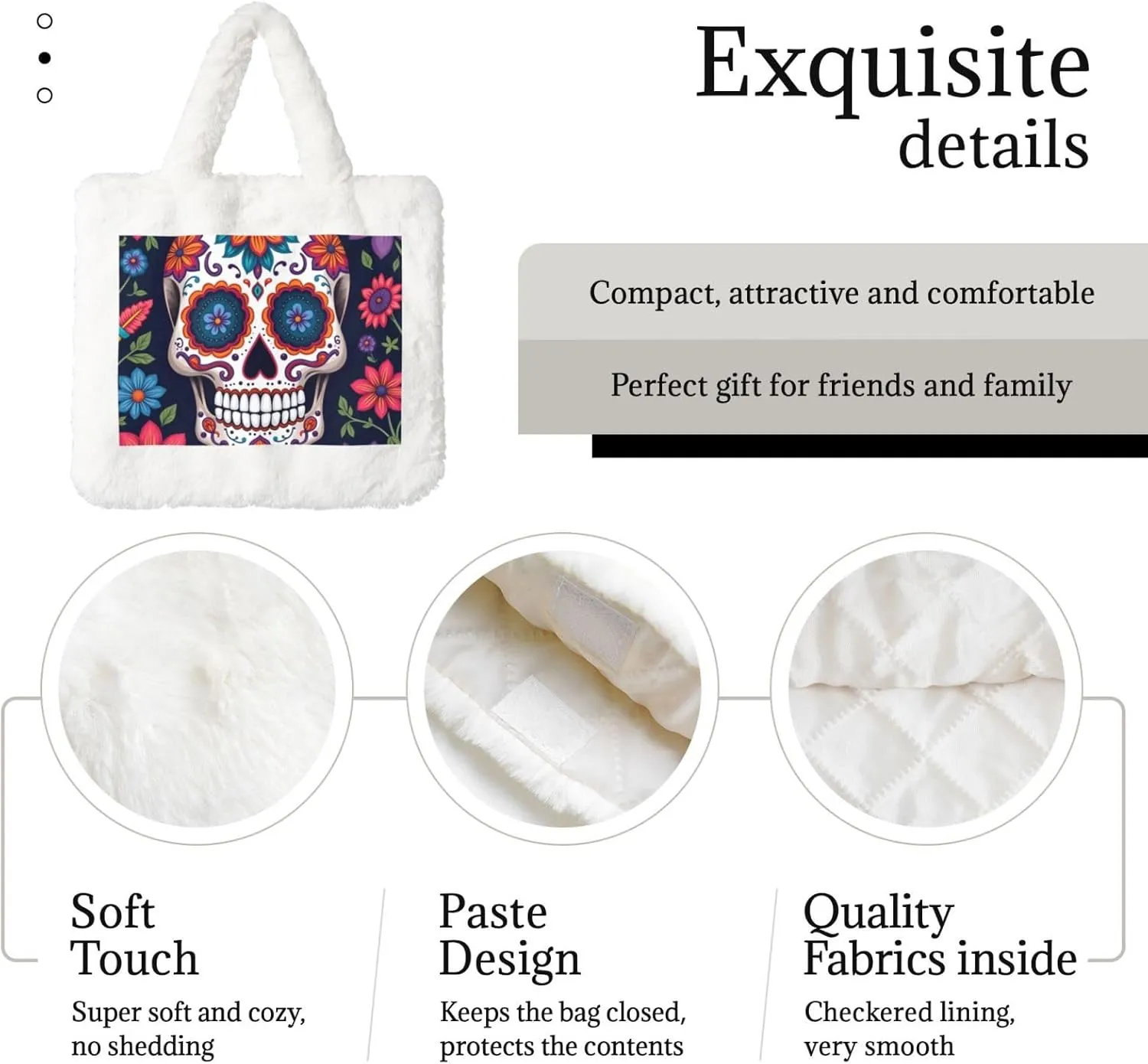 Fluffy Bag Fluffy Shoulder Bag Furry Plush Handbag Faux Fur Flower Tote Bag for Ladies Women