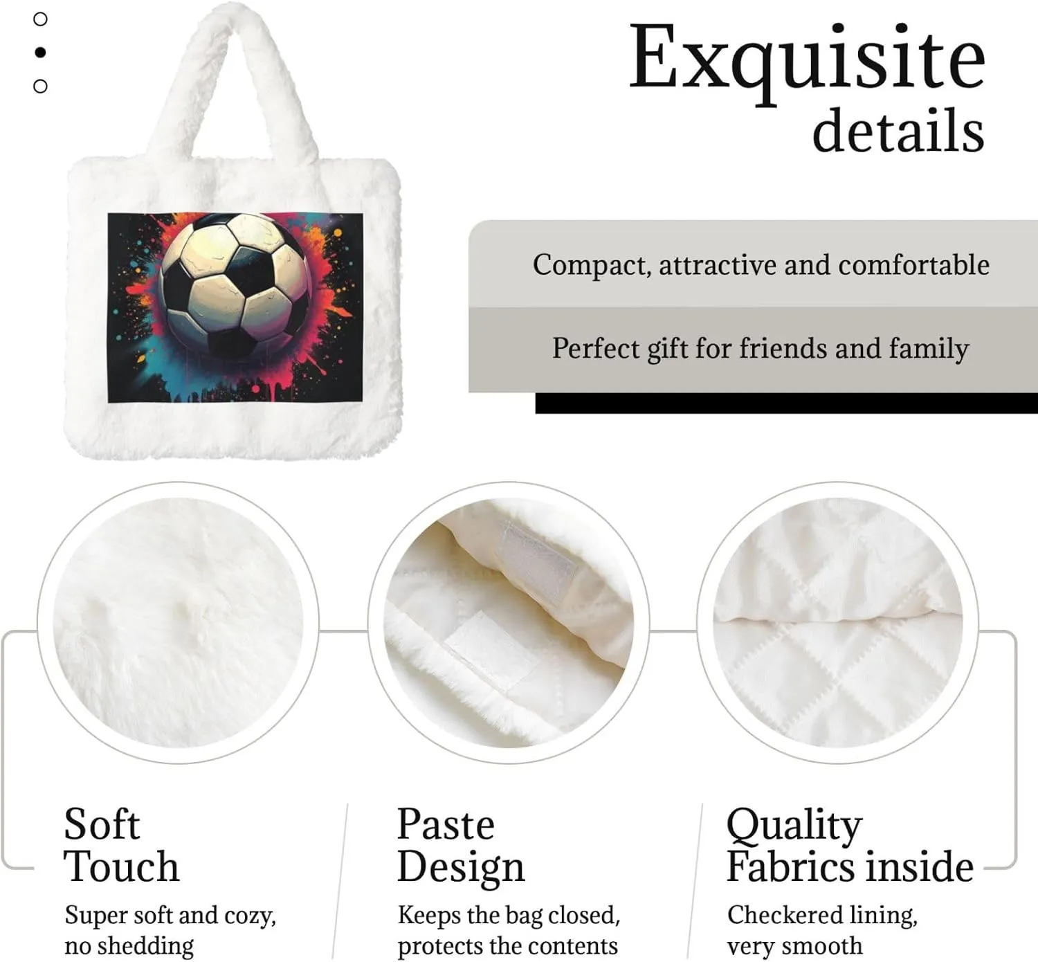 Fluffy Bag Fluffy Shoulder Bag Furry Plush Handbag Faux Fur Flower Tote Bag for Ladies Women
