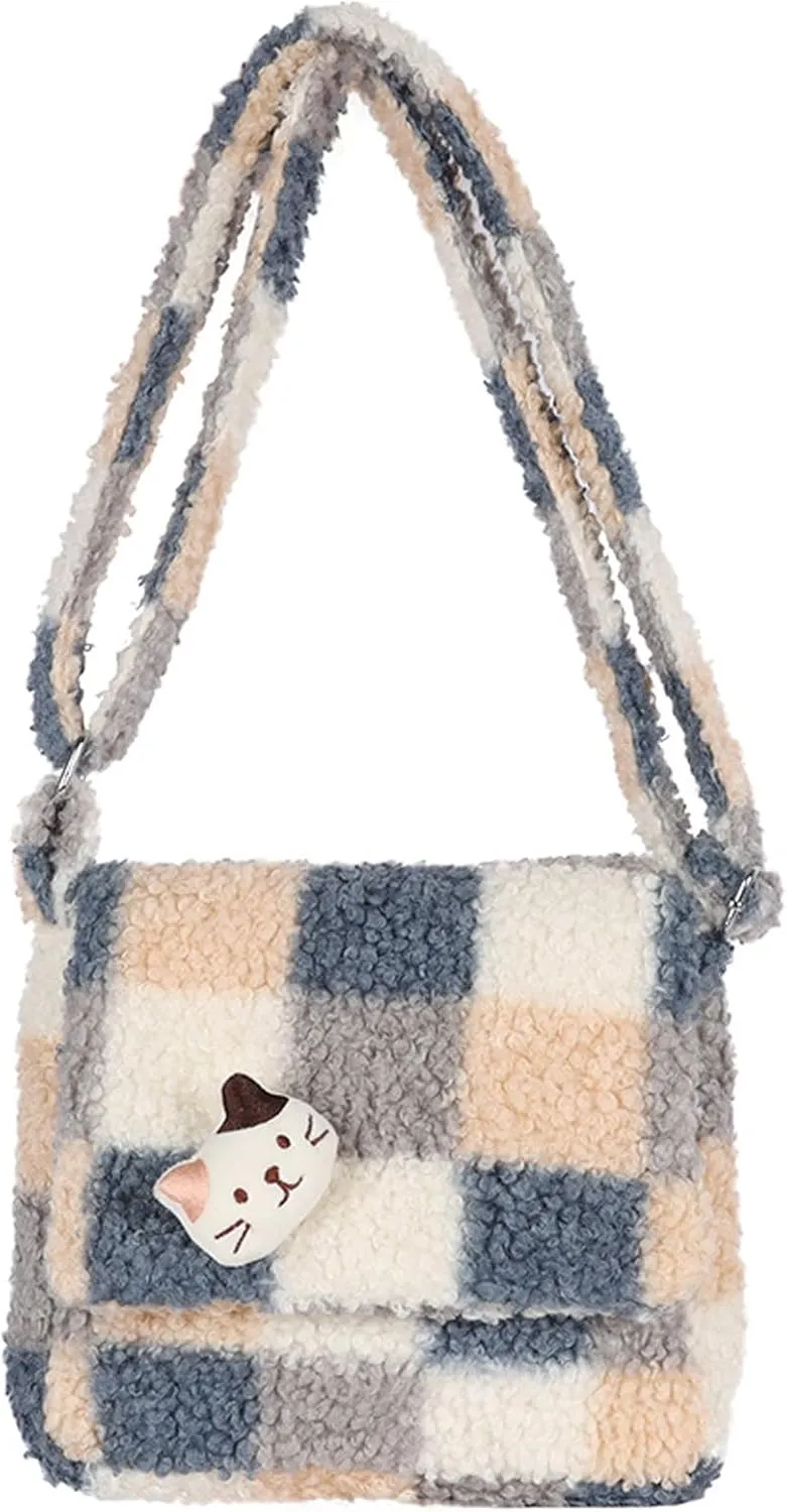 Fluffy Furry Tote Bag Fuzzy Cute Plush Bag Women Girl Faux Fur Shoulder Handbag Crossbody Purse Autumn and Winter