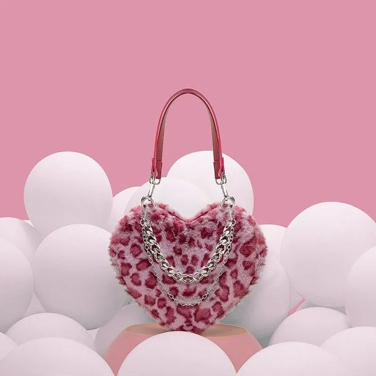 Fluffy Heart Crossbody Bag