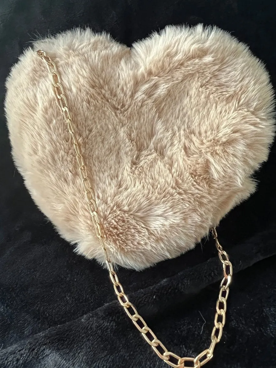 Fluffy heart shaped bags