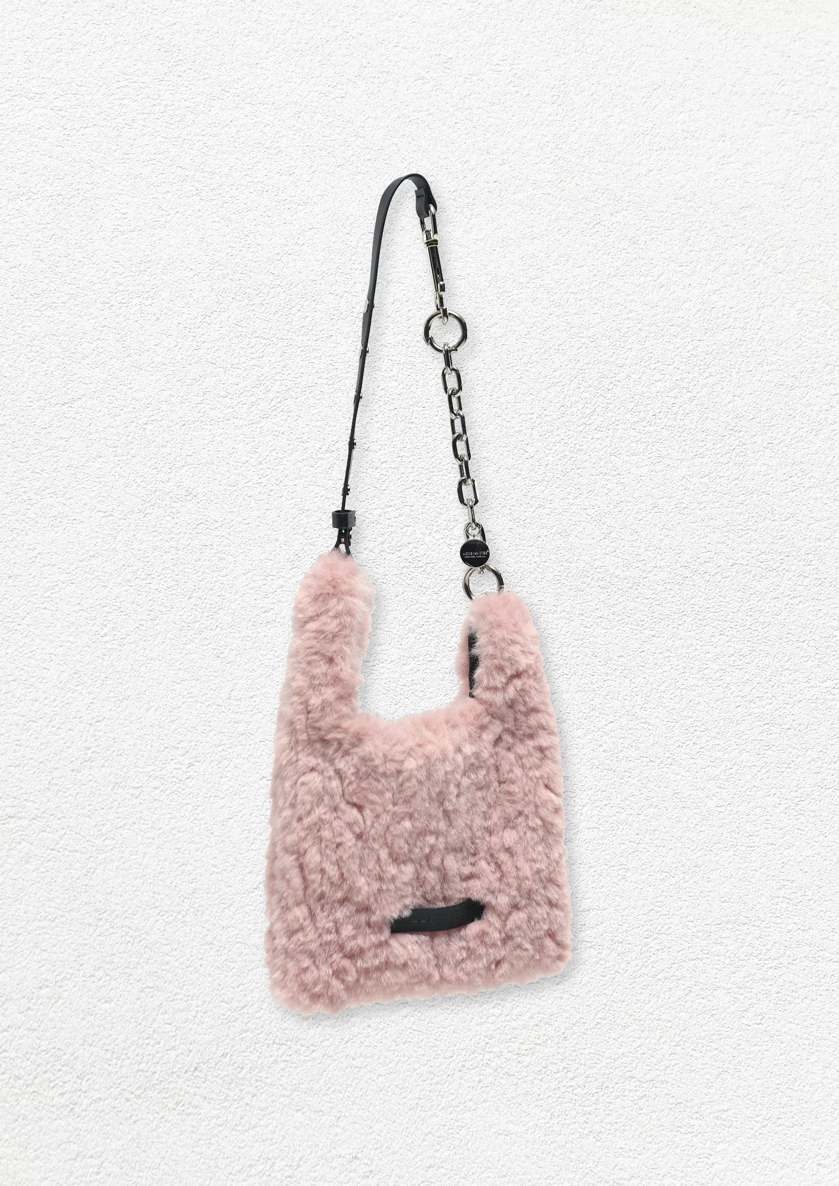 Fluffy mini tote bag - pink