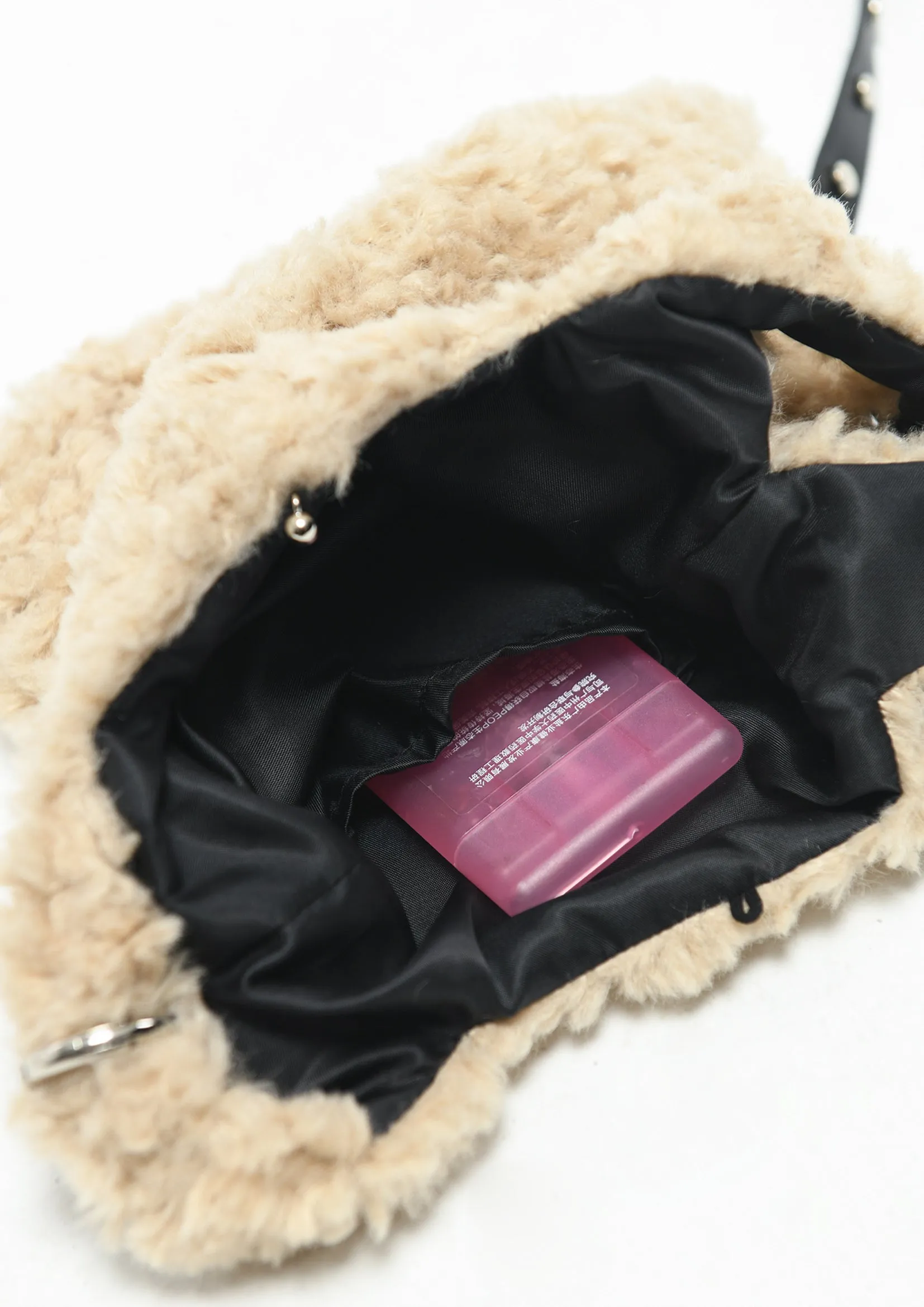 Fluffy mini tote bag - pink