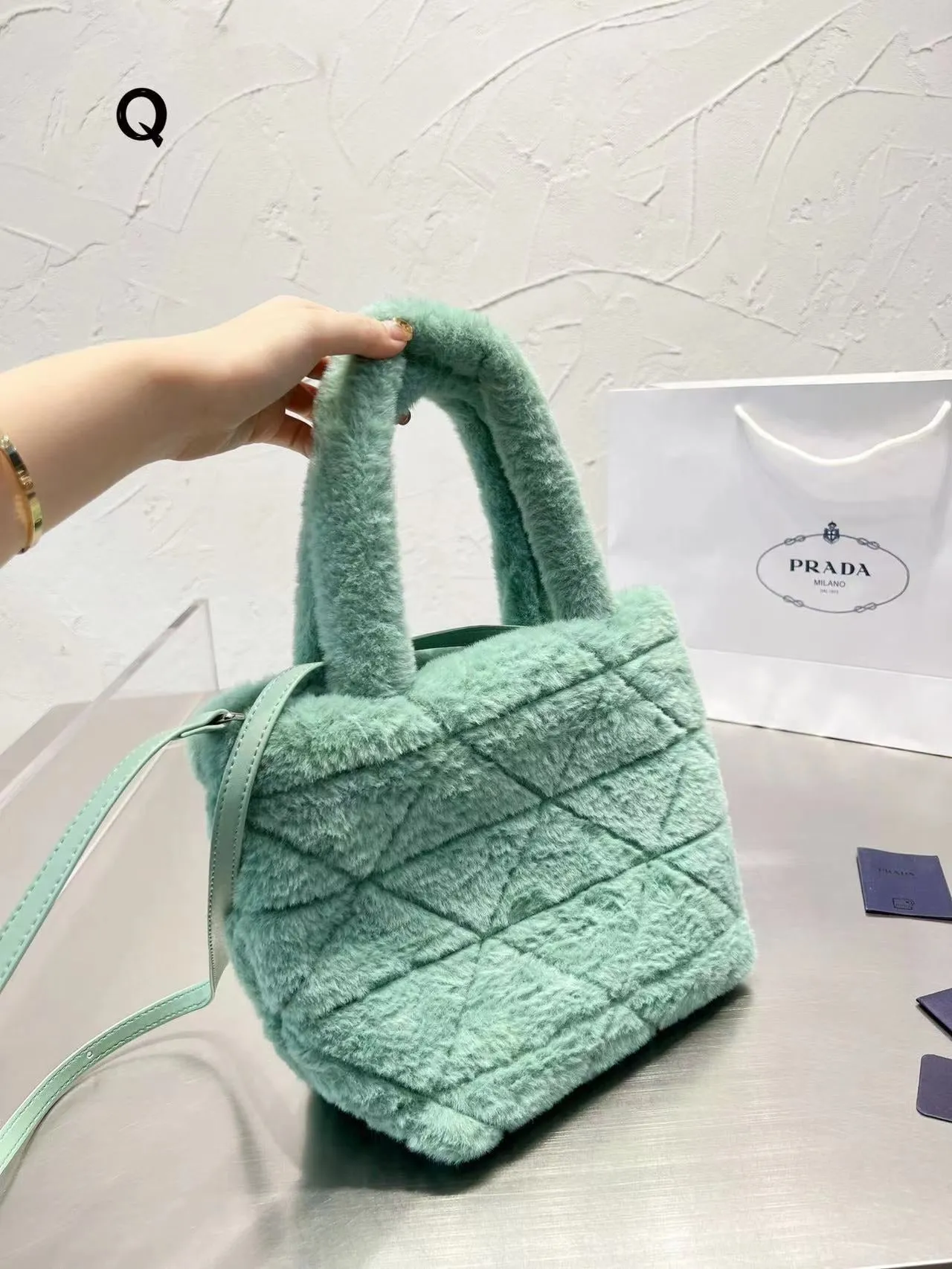 Fluffy Mint Green Bag